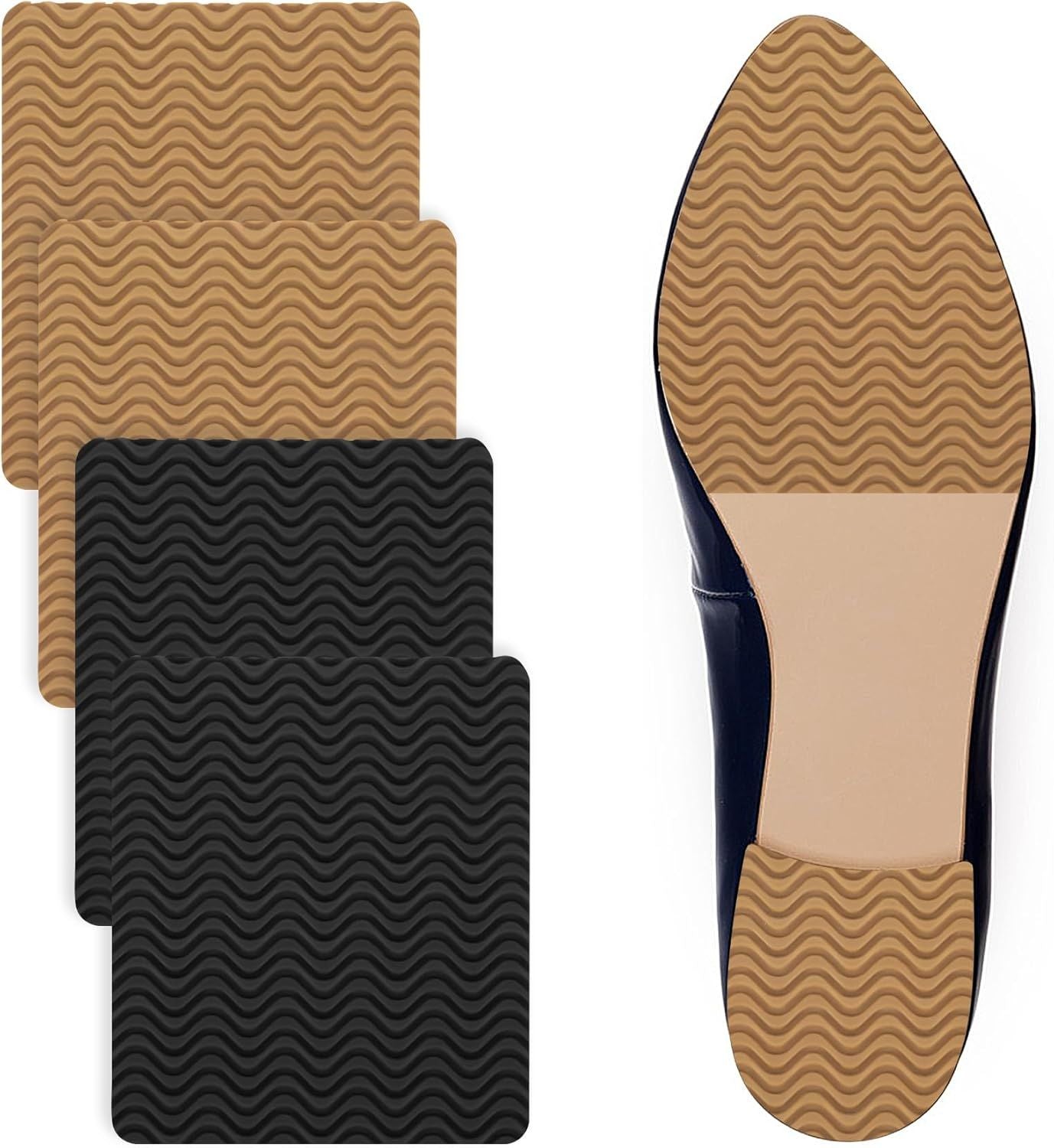 Boot Heel Replacement - Shoe Heel Pads 4-Pack, Anti Slip Shoe Heels Repair Kit with Adhesive Cushion Stickers for Leather Shoes Women Men (2 Colors)