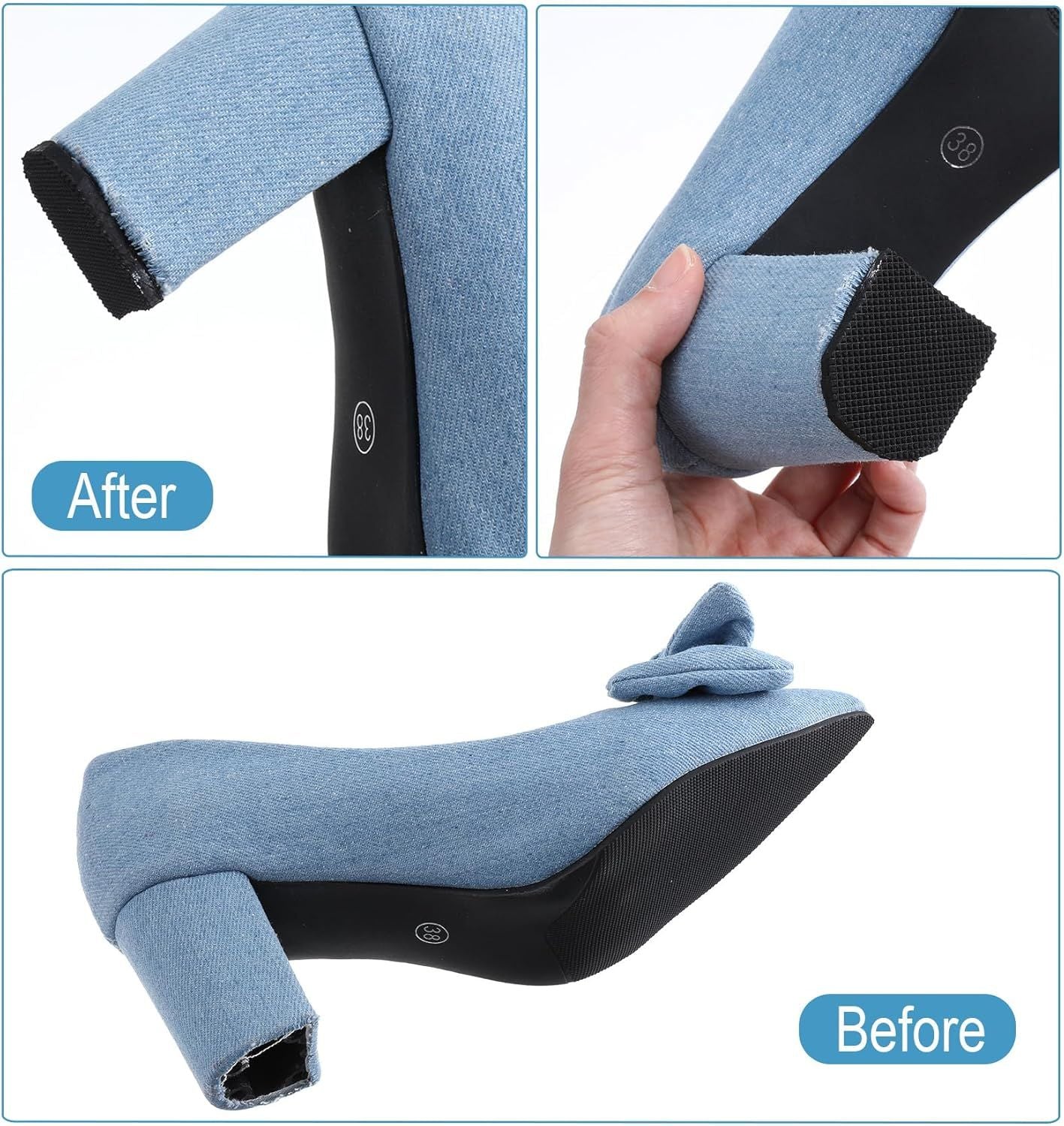 4PCS Shoe Repair Kit Heel, 3.8 * 3.4 Inch Shoe Heel Repair for Boots Suitable for Men Women Boot Shoes (Black)