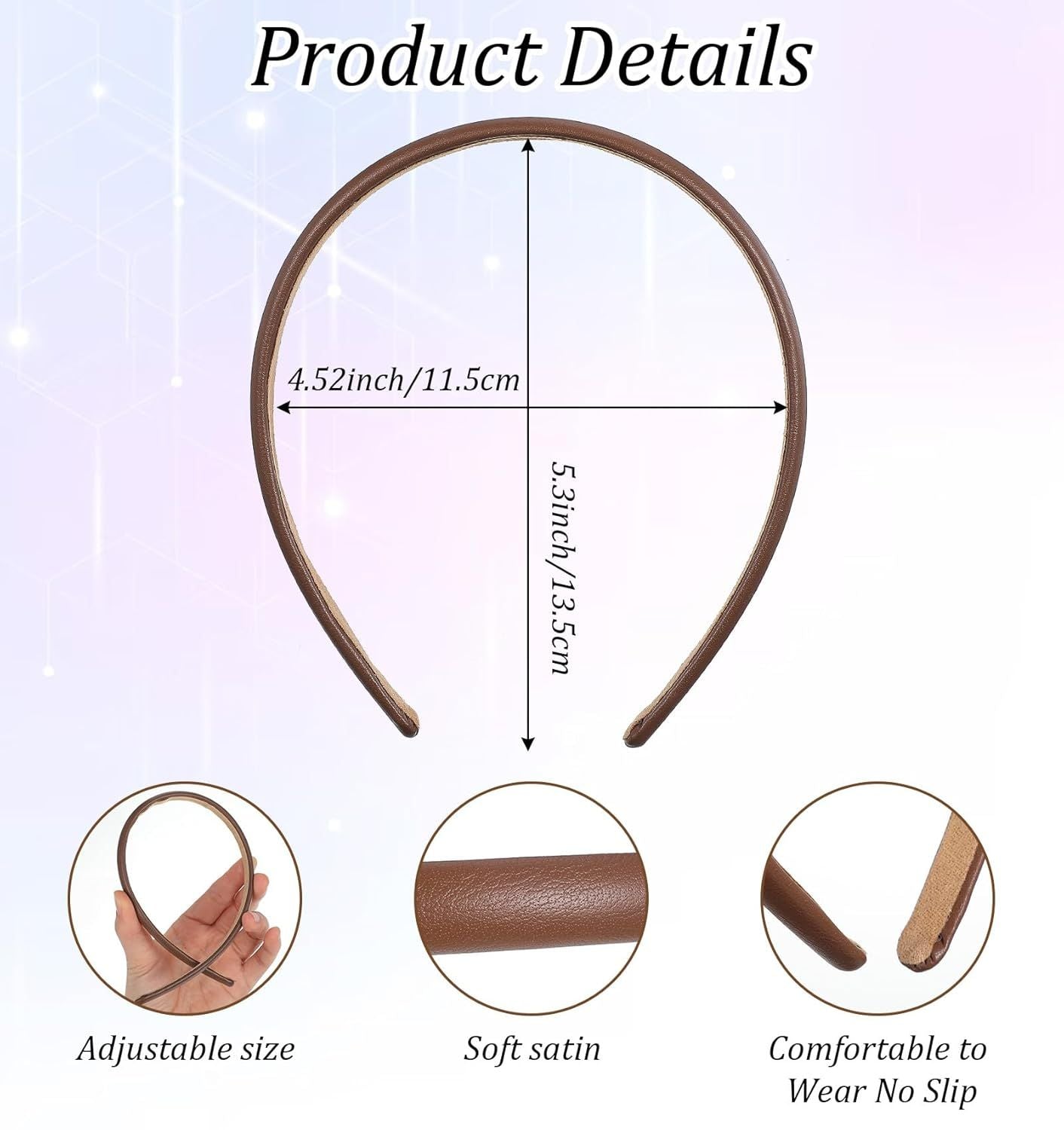 4Pcs Skinny Leather Headbands for Women, Skinny Headbands for Women Non Slip Suitable for Casual Office and Stylish Daily Wear
