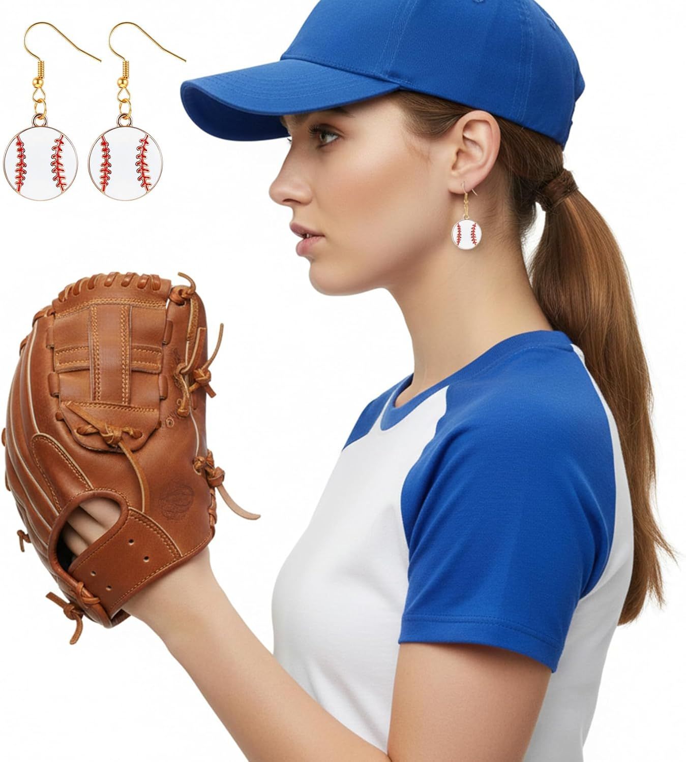 Baseball Earrings, Dangle Baseball Earrings for Women, Sports Jewelry Softball Player Gift (White, Yellow and Red)