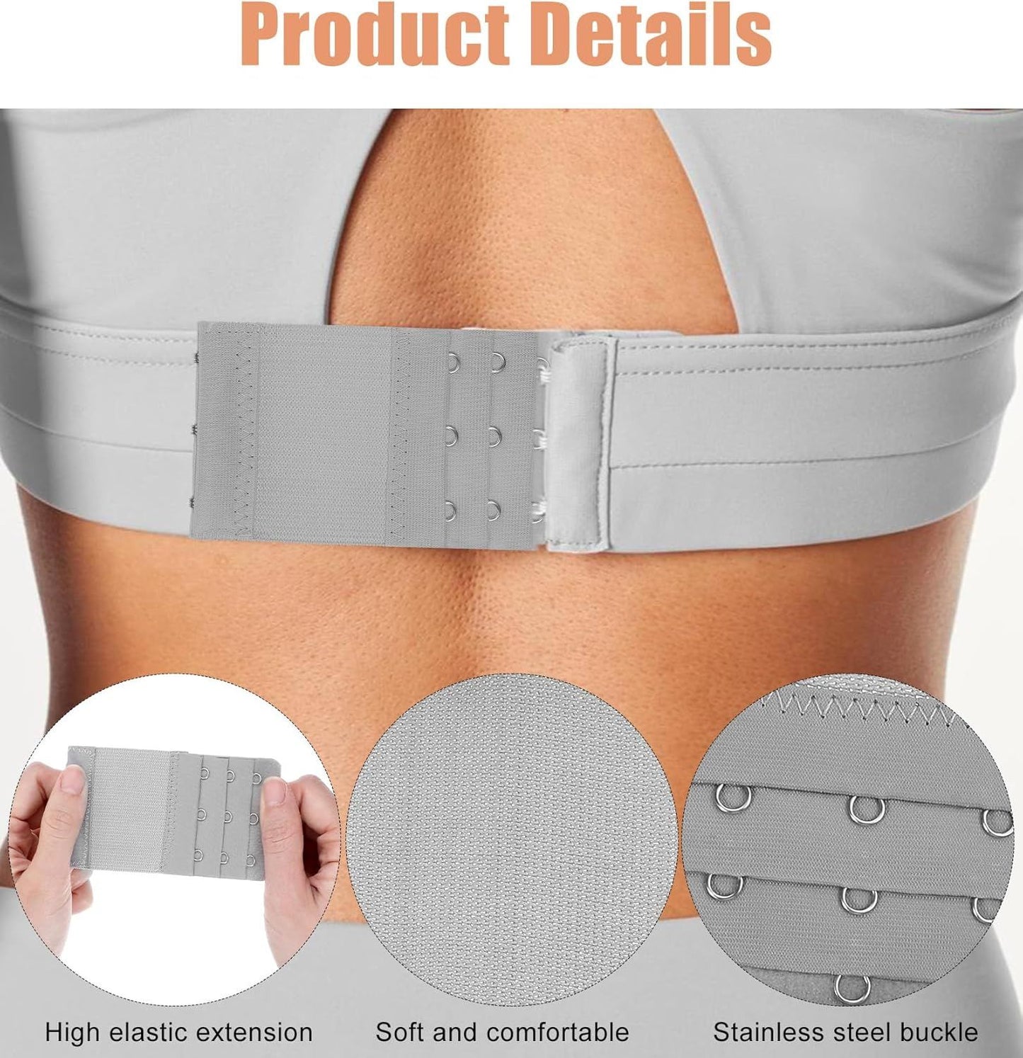 8Pcs Bra Extenders 3 Hooks, 4 * 0.8 Inch 3 Hook Bra Extender Adjustable Comfort Fit for Maternity and Sports Use (Multicolor)