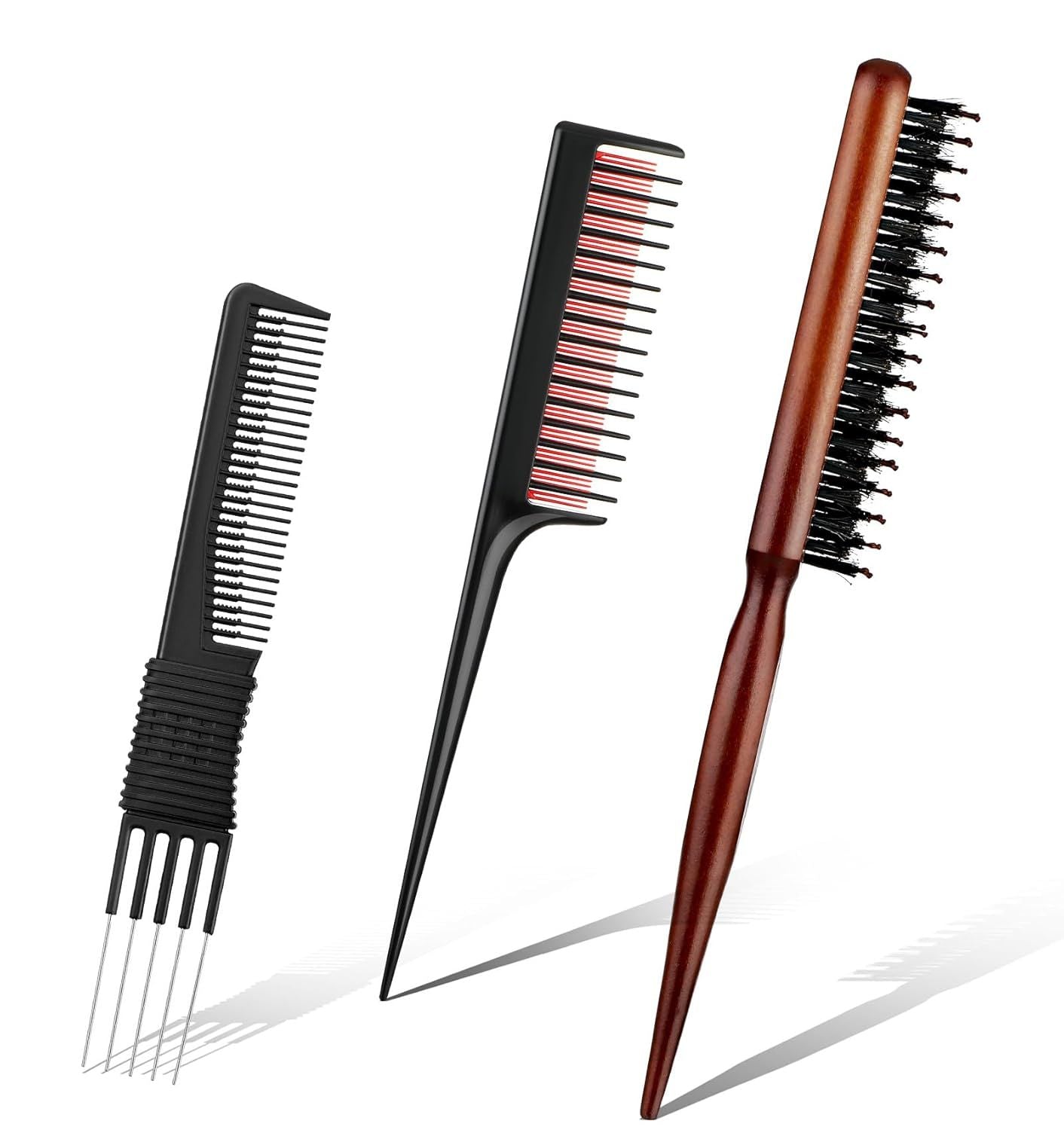 Teasing Combs for Women, 3 Pcs Hair Teasing Comb, Teaser Comb for Women Fine Hair, Slick Back, Volume, Backcombing