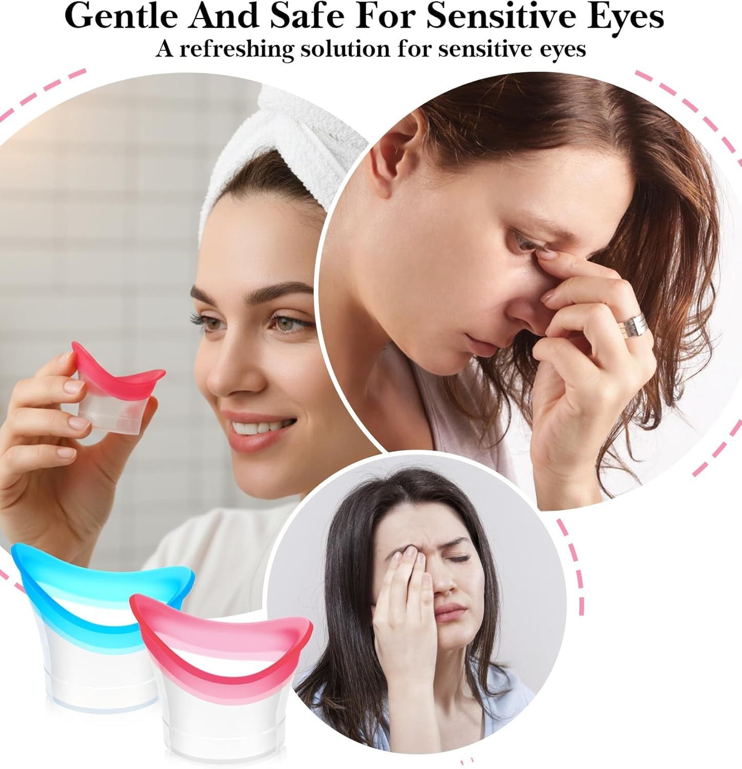 4 Pcs Eye Wash Cup, Eye Cups for Eyes Wash Silicone Eyes Cleansing Cups for Quick & Effective Rinse, Portable Tool for Dust, Makeup, Irritants