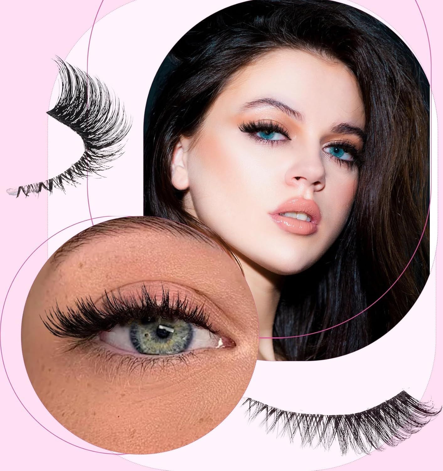 5 Pair Fox Eye Lashes, Fox-Eye Faux Mink Set Reusable Cat Eye Lashes, Wispy Lightweight Strips for Daily & Party Makeup Looks