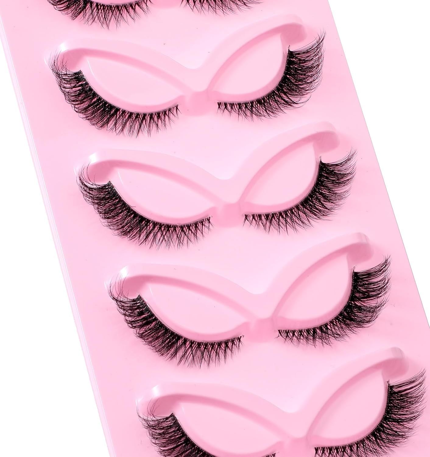 5 Pair Fox Eye Lashes, Fox-Eye Faux Mink Set Reusable Cat Eye Lashes, Wispy Lightweight Strips for Daily & Party Makeup Looks