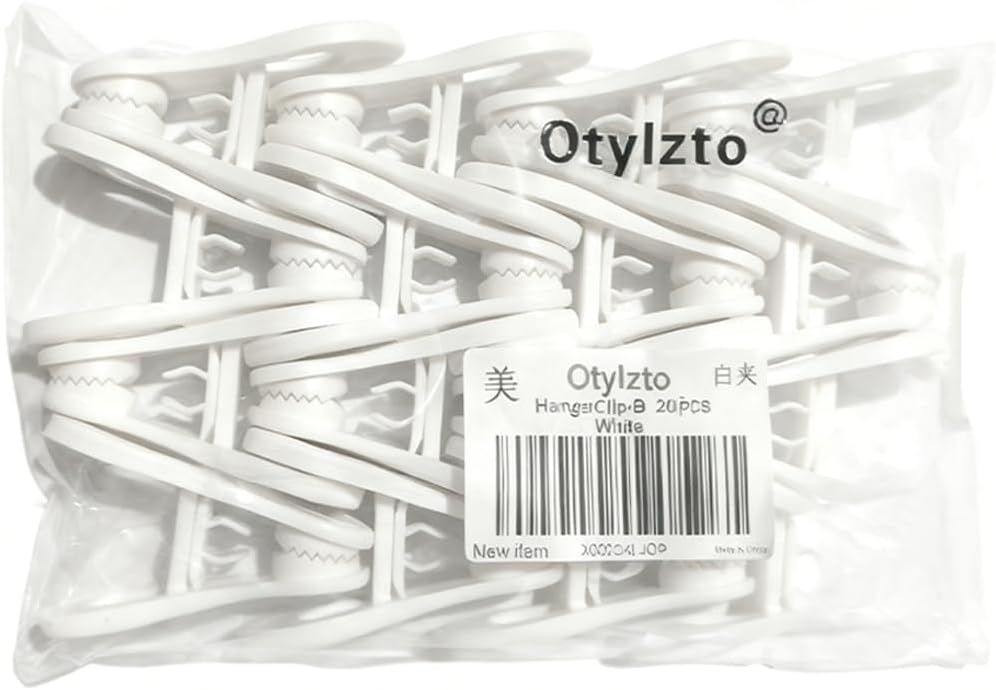 20 Pcs Multi-Purpose Clips for Hangers, White Clothes Hanger Clips, Standard Plastic Hanger