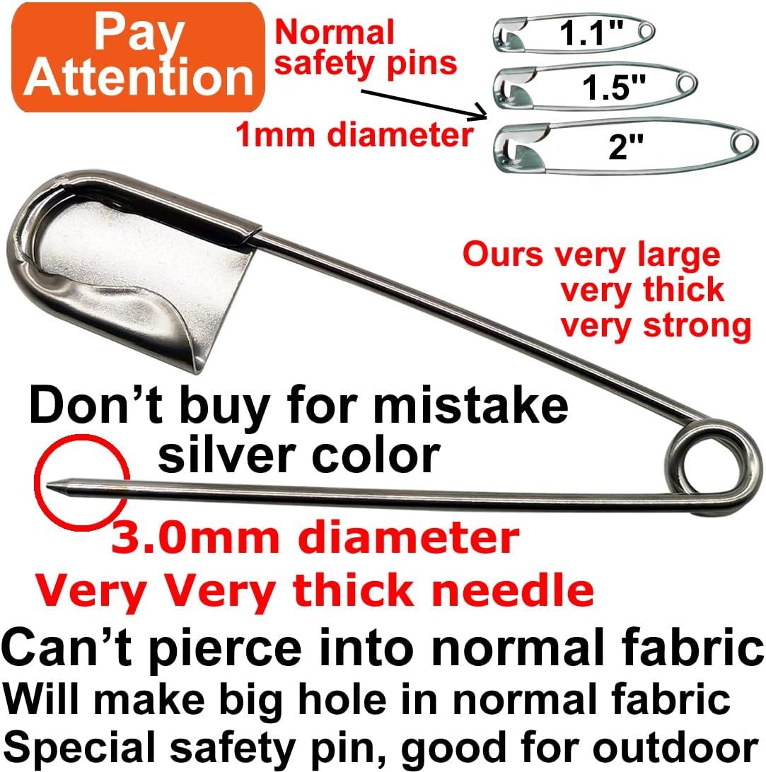 5 PCS of 5 Inch Heavy Duty Jumbo Stainless Steel Safety Pins Silver Color Safety Pins for Laundry, Blanket, Key Rings, Outdoor