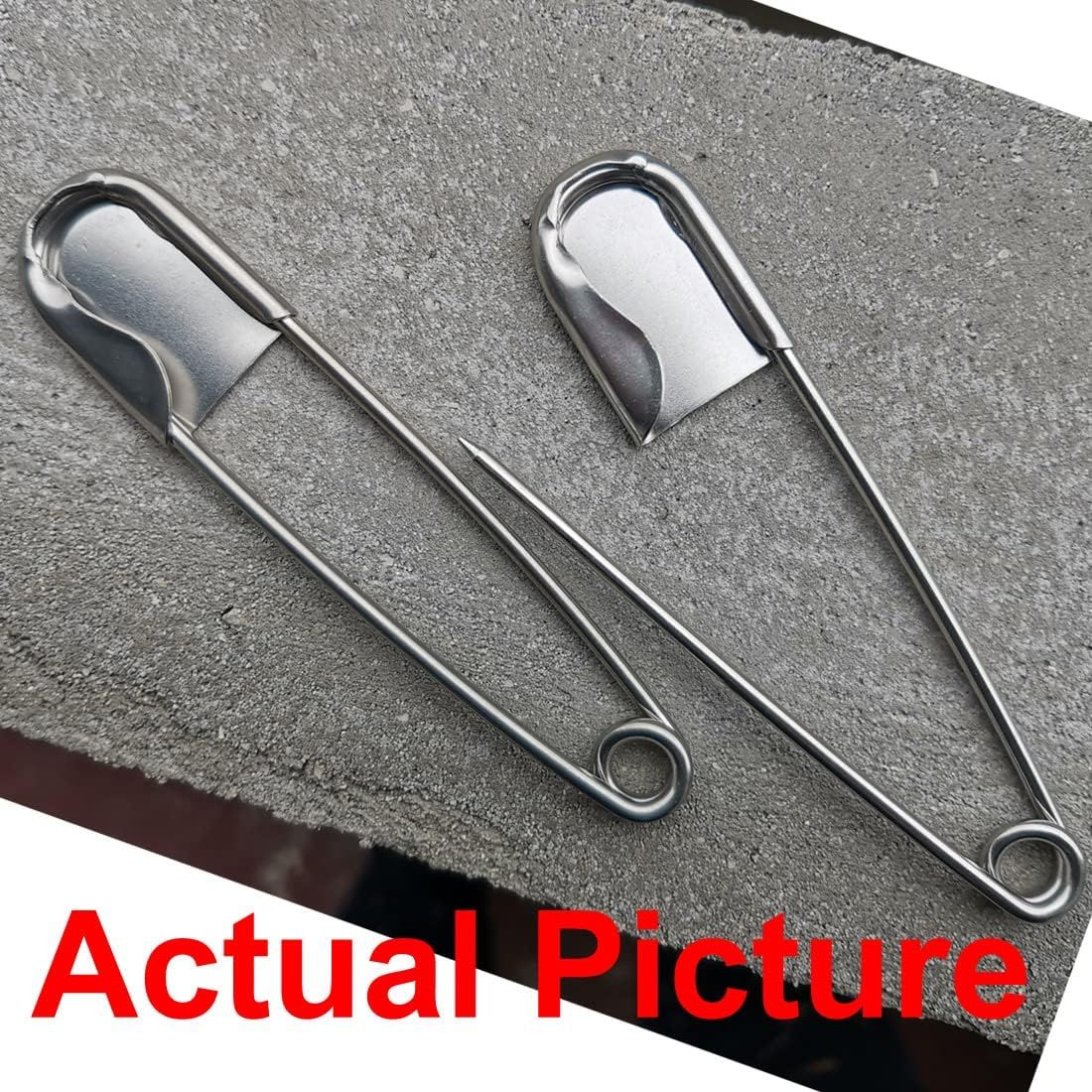 5 PCS of 5 Inch Heavy Duty Jumbo Stainless Steel Safety Pins Silver Color Safety Pins for Laundry, Blanket, Key Rings, Outdoor
