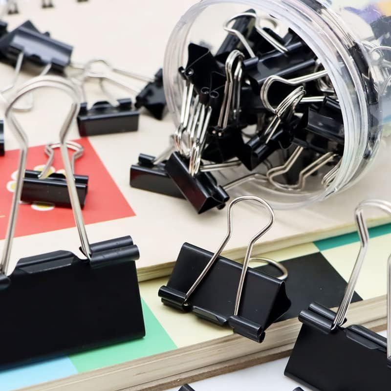 120Pcs Binder Clips Assorted Size, Office Clips with Clear Storage Container, Bulldog Clips, Paper Clips, Office Supplies