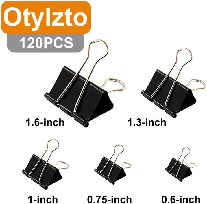 120Pcs Binder Clips Assorted Size, Office Clips with Clear Storage Container, Bulldog Clips, Paper Clips, Office Supplies
