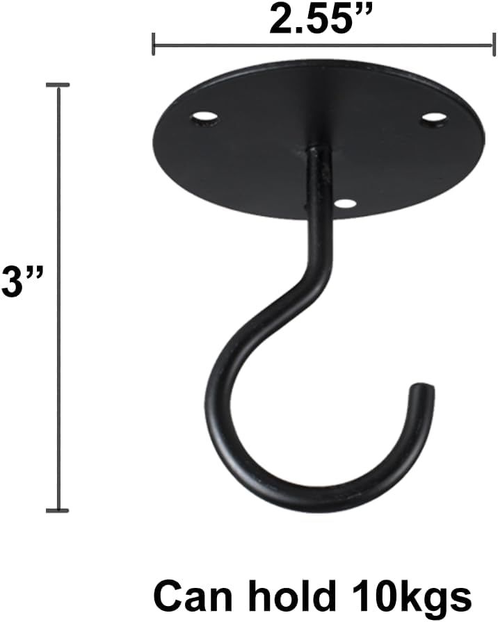 4Pack Ceiling Hooks for Hanging Plants - Heavy Duty Plant Hooks for Hanging Baskets,Lanterns,Wind Chimes,Planters,Plant Hanger Hook,Ceiling Plant Hangers,Outdoor Decoration Hooks (Black)
