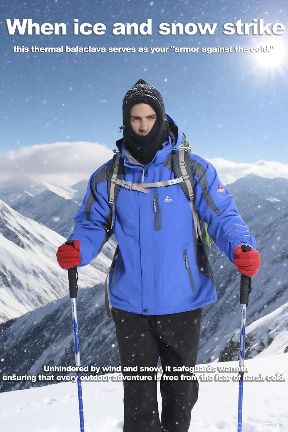 Breathable Adjustable Hat, Winter Balaclava, Ski Mask with Thick Warm Fleece Face Cover for Snowboarding, Skiing