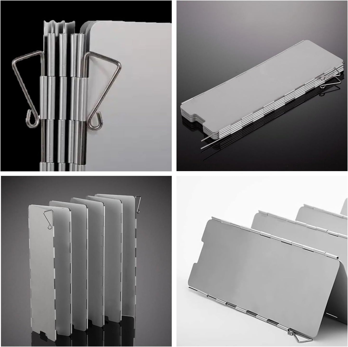 Outdoor Stove Windscreen Ultra light Aluminum foldable Camping Stove Windshield with Carrying bag for Butane Stoves Picnic (8 Plates)