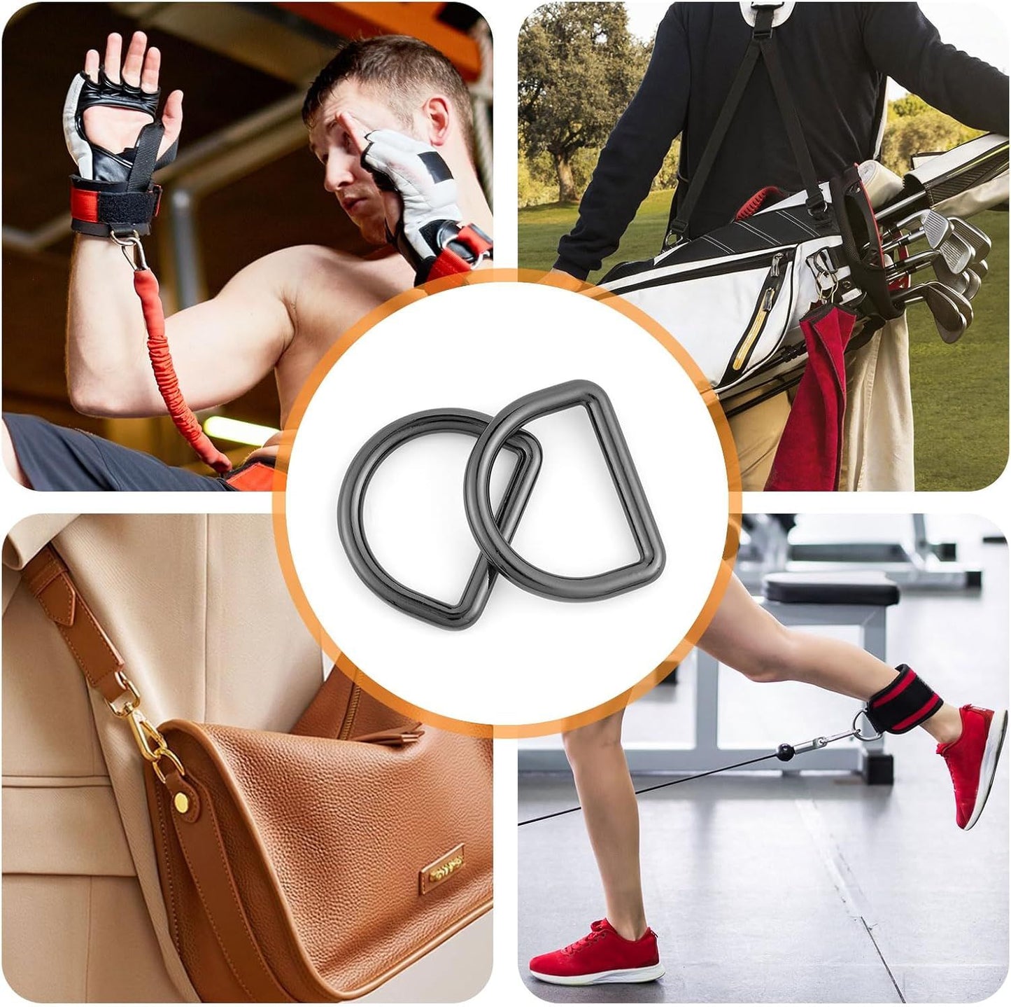 Metal D Ring,Heavy Duty Welded Solid D Rings for sewing,Purse Making Supplies,Backpacks,Webbing Straps