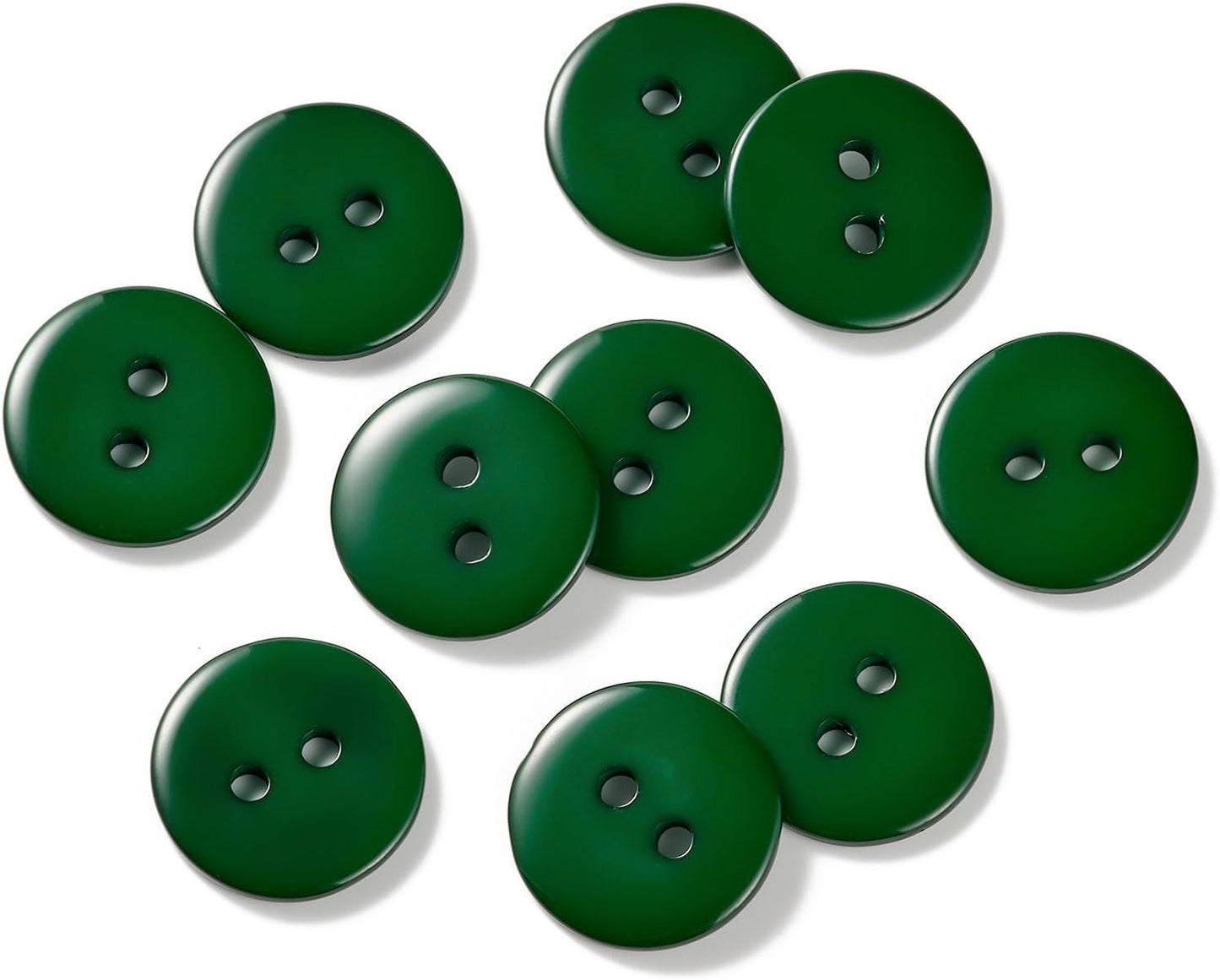10pcs 15mm Resin Sewing Button,2 Holes Round Craft Decorative Buttons for Coat,Clothes Holiday Decoration DIY Accessories(Dark Green 5/8inch)