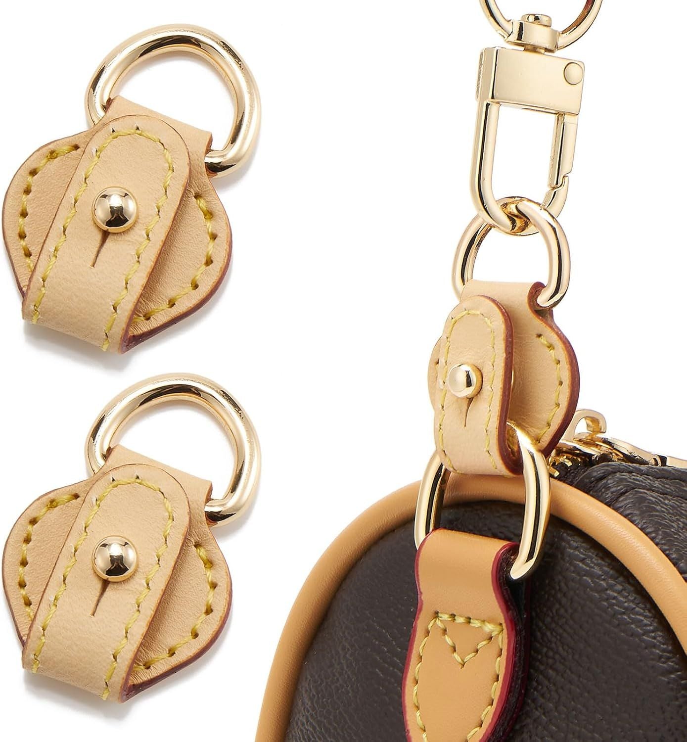 2Pcs Vachetta Leather D Rings for Purse,Undamaged D Rings Connector Purse Making Supplies