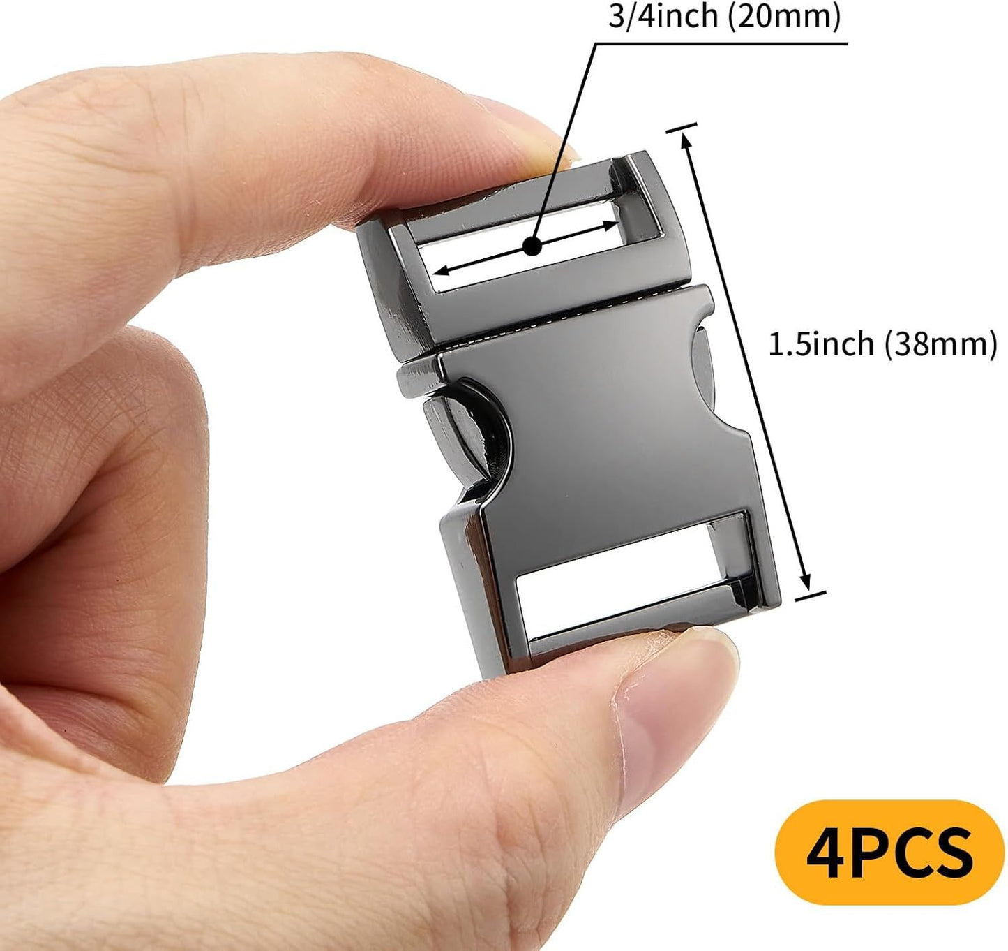 4Pcs Metal Side Release Buckle Clips for Straps Webbing Paracord Bracelet Dog Collar Backpack Belt