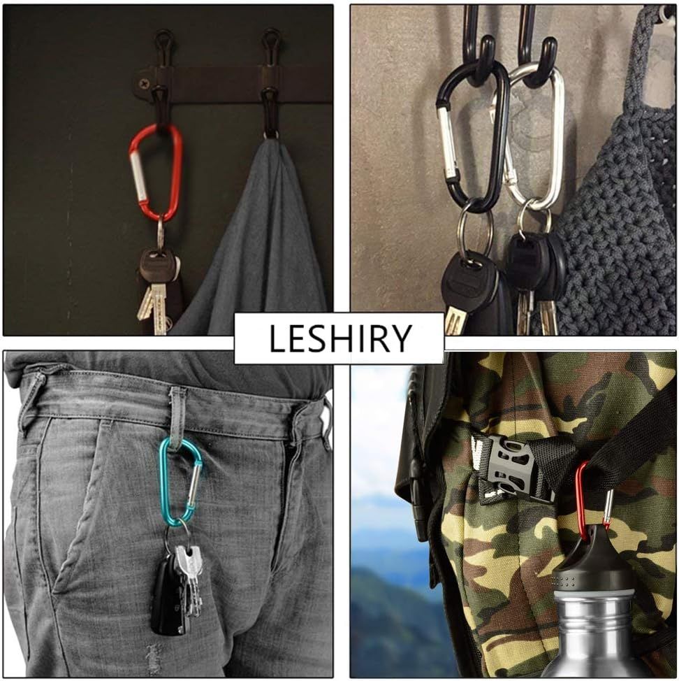 Large Carabiners Keychain 3" Aluminum D Shape Premium Durable D-Ring Carabiner Clip Hook Camping Accessories Snap Link Key Chain Durable Improved Design
