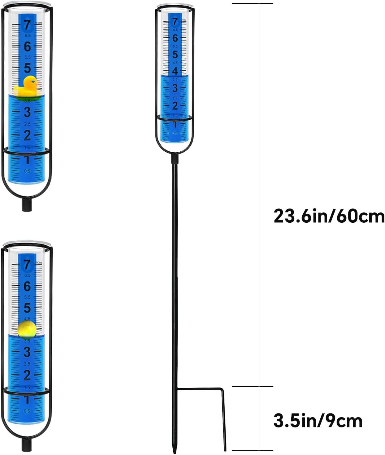 Rain Gauge Outdoor for Yard, Heavy Duty Rain Guage Gage Freeze Proof Best Rated, Large Plastic Water Gauge with Floating Duck and Ball, Playful & Accurate