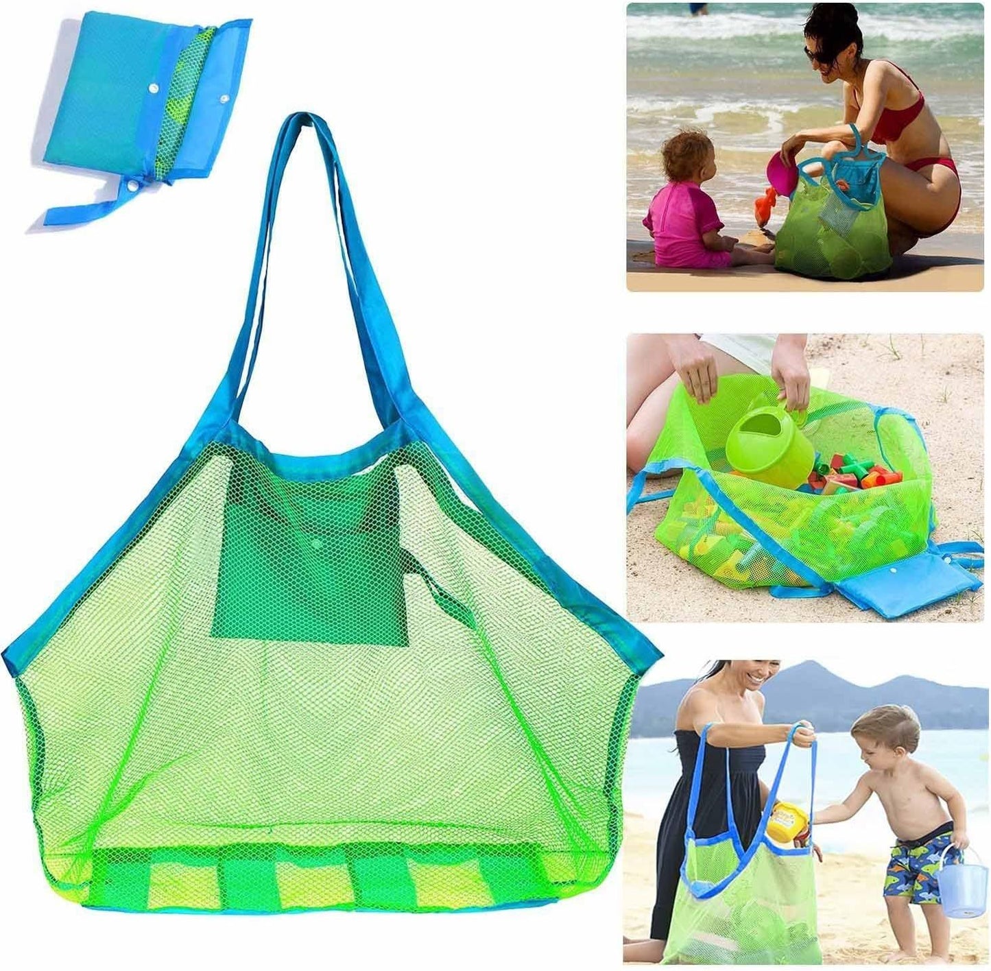 Mesh Extra Large Beach Bags and Totes - Holds Toys, Towels, Sand Away - For Children's Toys, Market, Grocery, Picnic