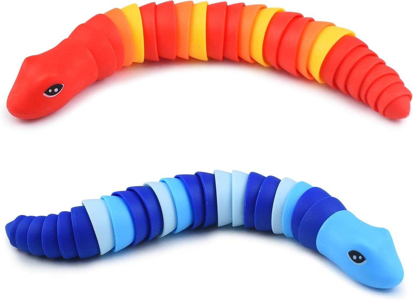 2 PCS Fidget Snakes Toys for Adults,3D Articulated Caterpillar Sensory Stress Relief Flexible Hand Toy, Ideal Party Favor Colorful Office Desk Toys (Blue+Red)