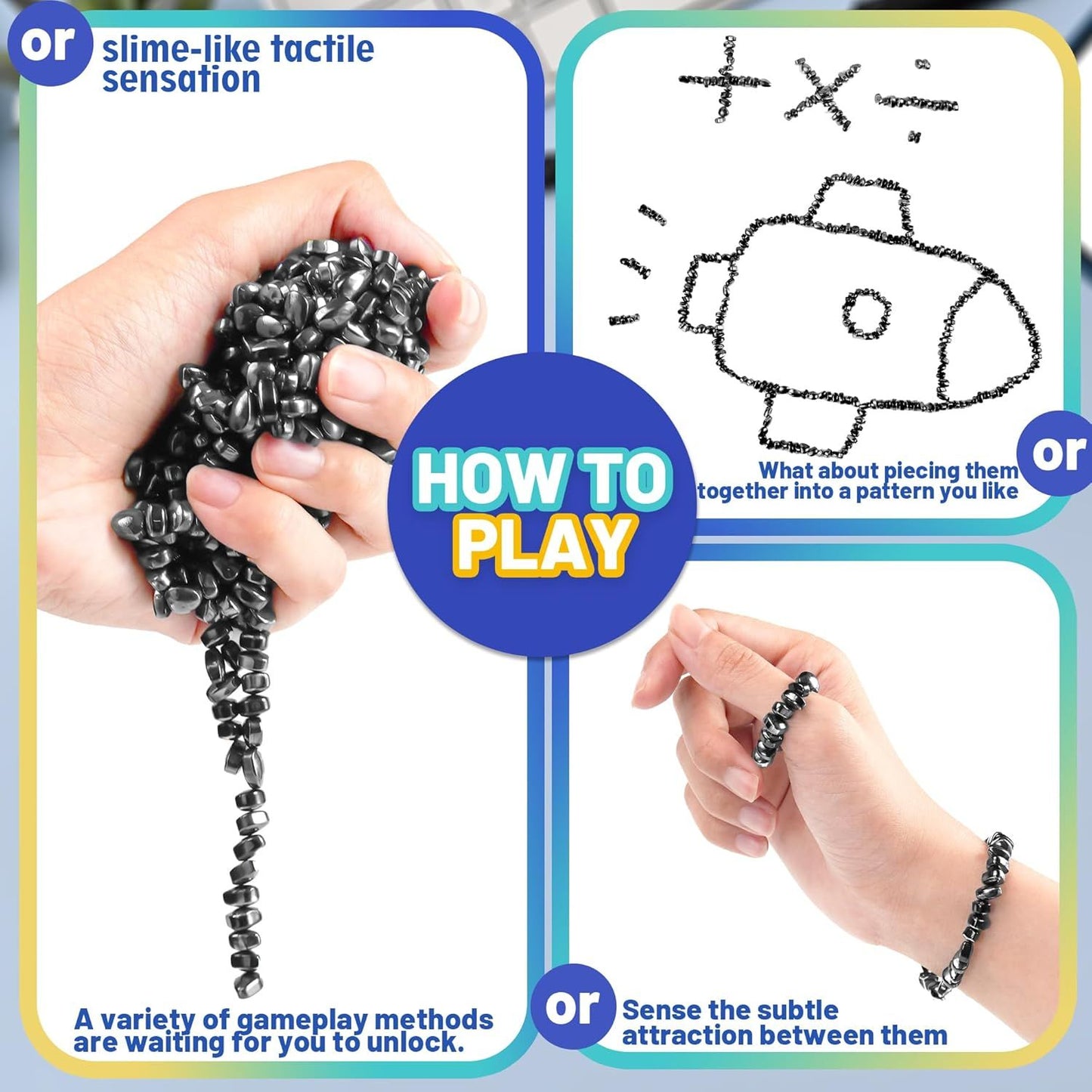Fidget Toy for Adults Cool Gadgets Gifts for Teen Boys Girls 300pc Office Desk Stuff for Mens ADHD Tools Sensory Autism Stress Anxiety Fidgets Beads Balls Ferrite Putty Stones Easter Basket Stuffer