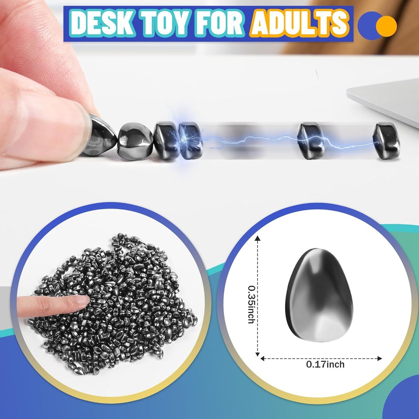 Fidget Toy for Adults Cool Gadgets Gifts for Teen Boys Girls 300pc Office Desk Stuff for Mens ADHD Tools Sensory Autism Stress Anxiety Fidgets Beads Balls Ferrite Putty Stones Easter Basket Stuffer