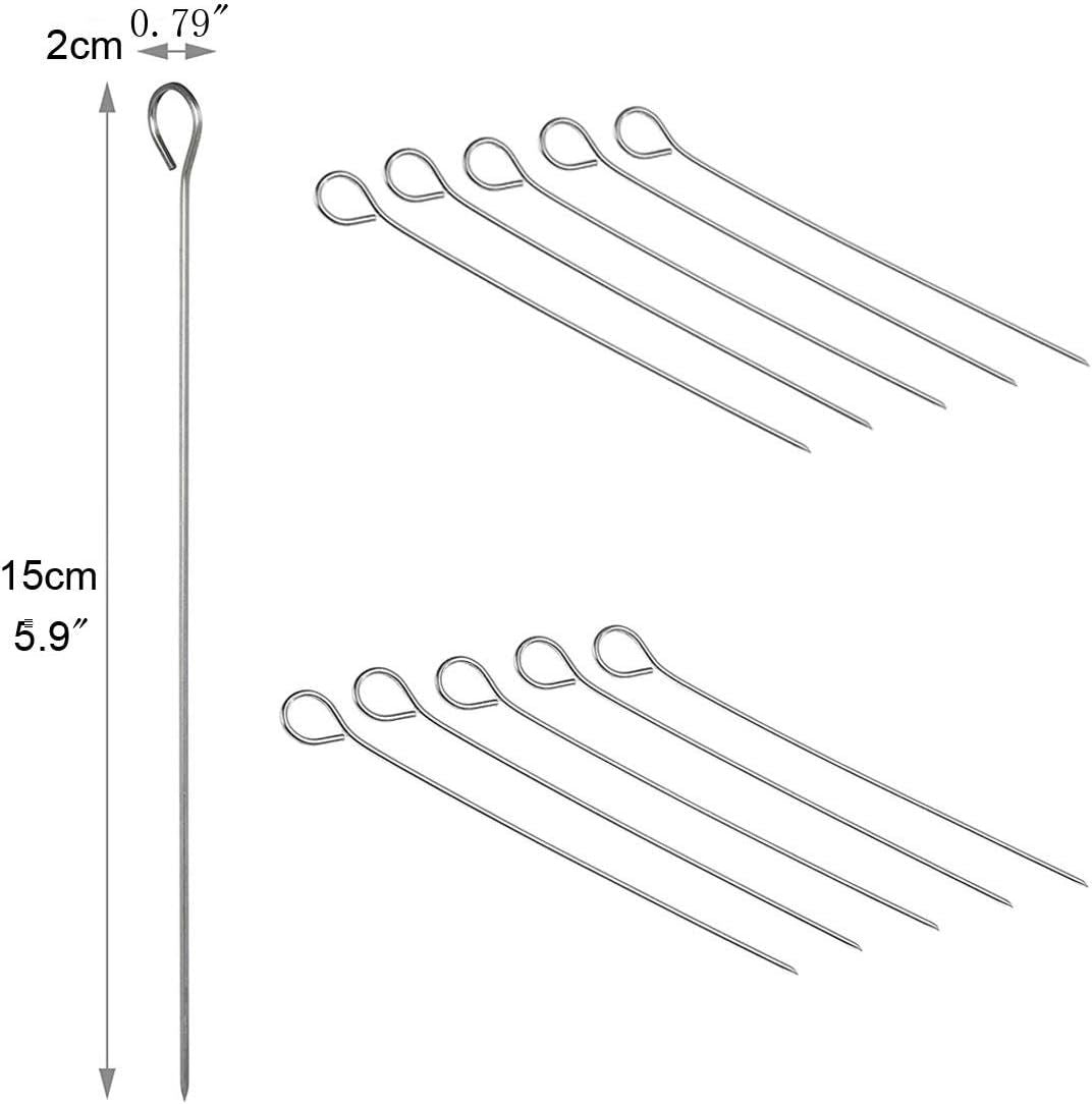 5.9 Inch Stainless Steel Skewer Grilling Shish Kebob,Cocktail Sticks,Reusable Martini Glass Picks 50pcs