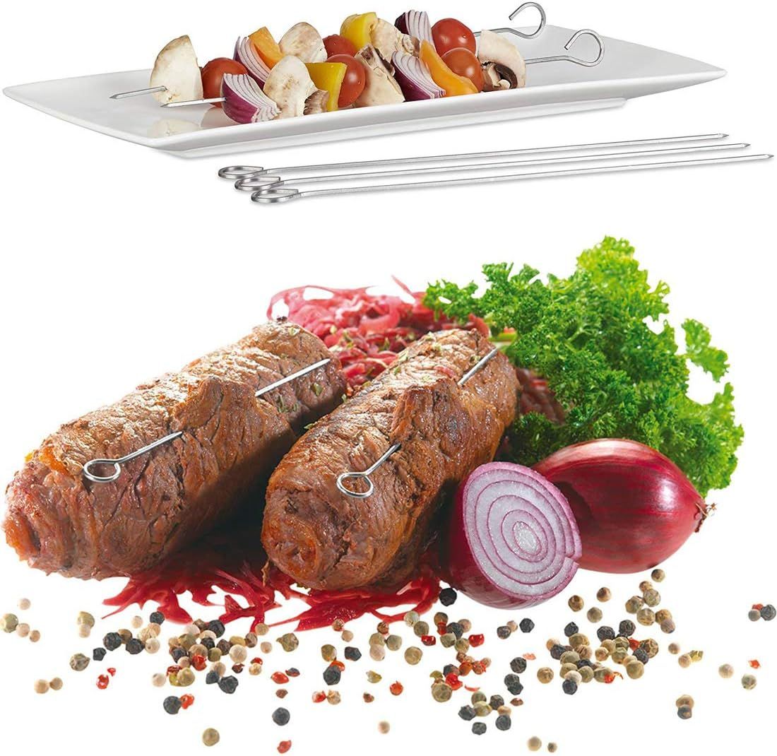 5.9 Inch Stainless Steel Skewer Grilling Shish Kebob,Cocktail Sticks,Reusable Martini Glass Picks 50pcs