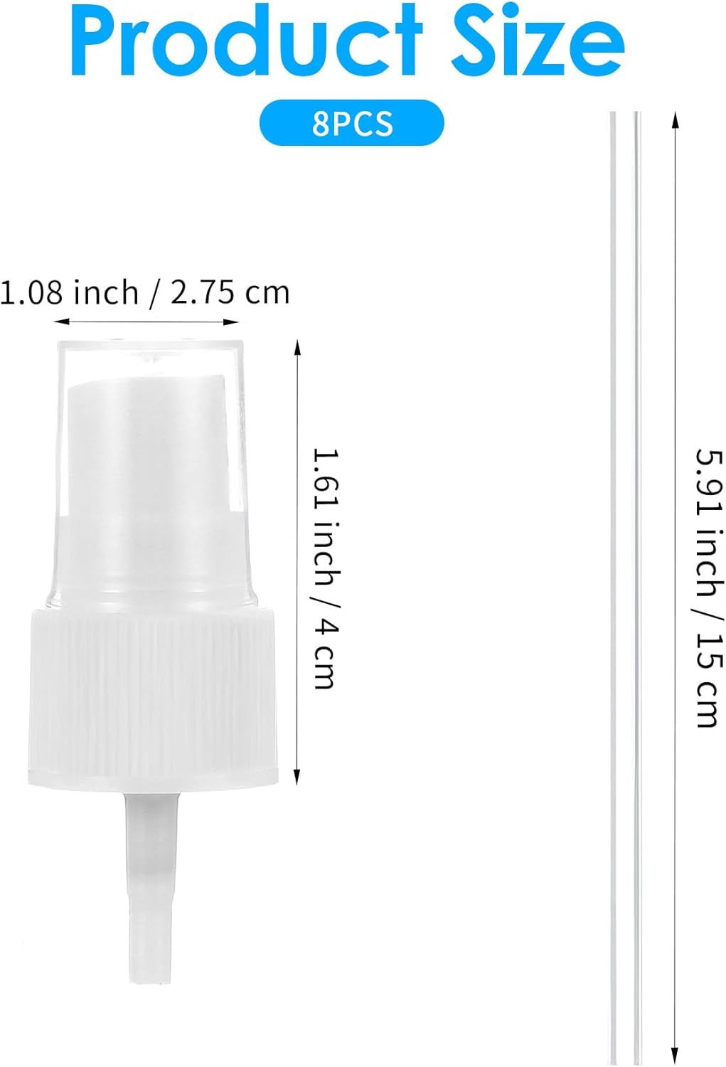8 Pcs Spray Cap for Glycolic Acid, Spray Tops for Toner Bottles (White)