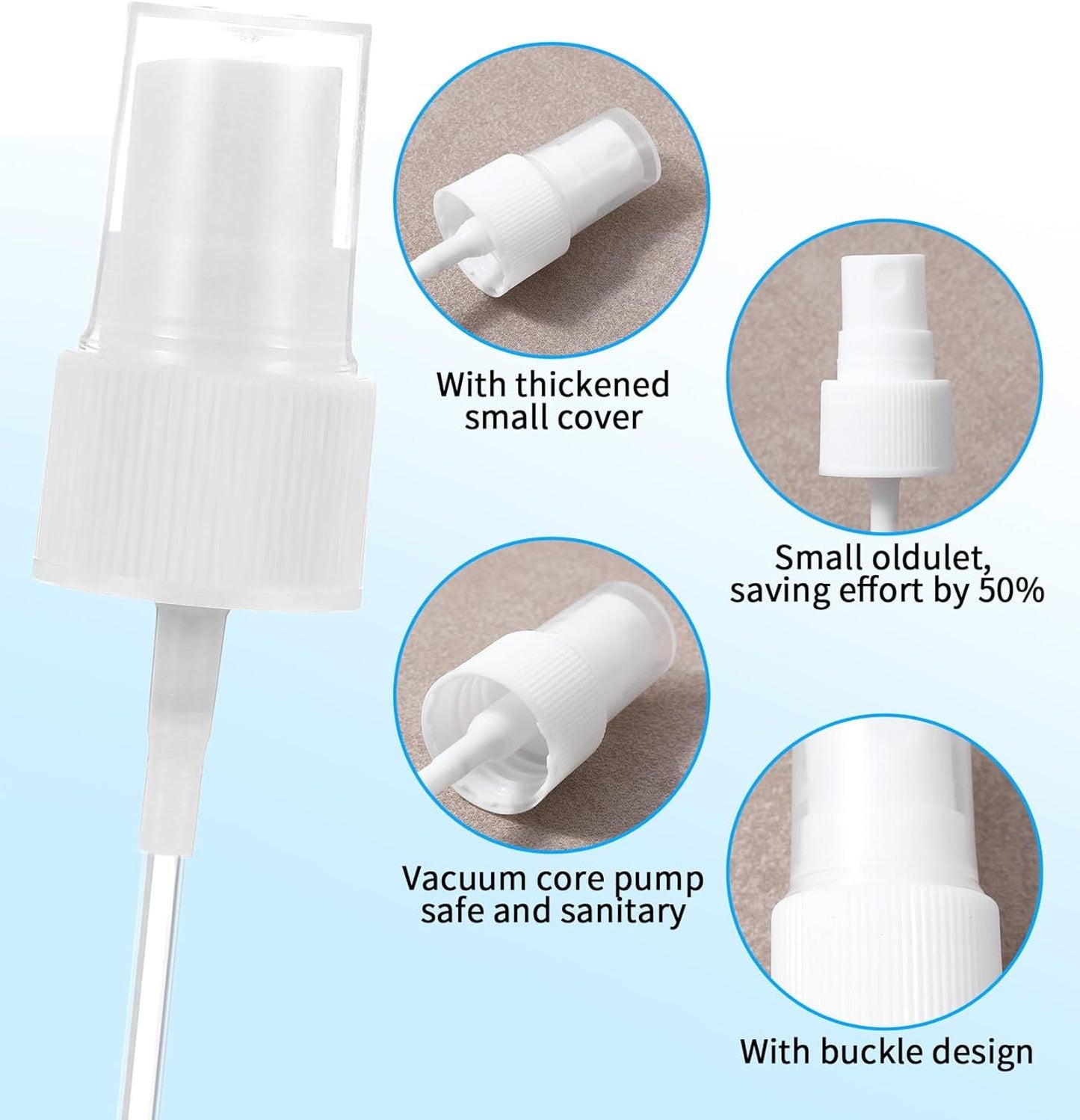 8 Pcs Spray Cap for Glycolic Acid, Spray Tops for Toner Bottles (White)