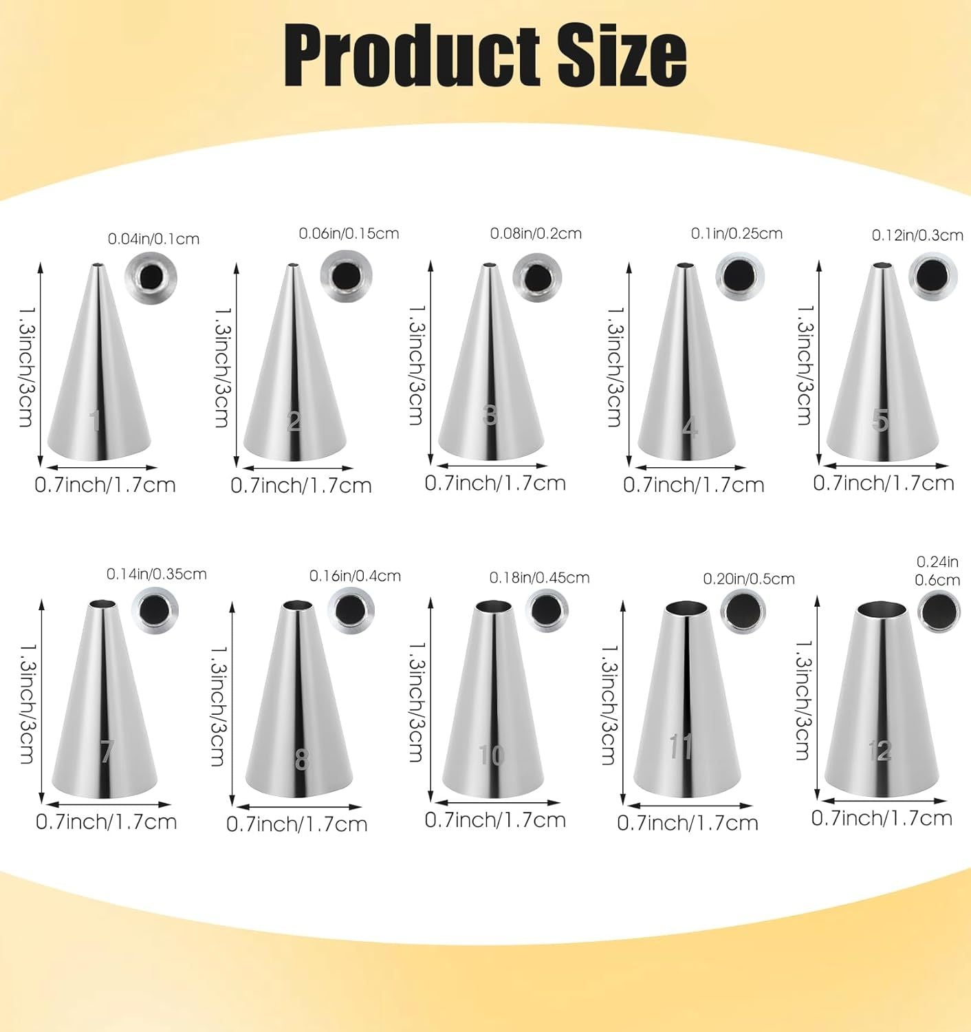 10 Pcs Round Piping Tips, Frosting Tips for Decorating Ideal for Frosting Cupcakes, Cakes, and Cookies (Ten models)