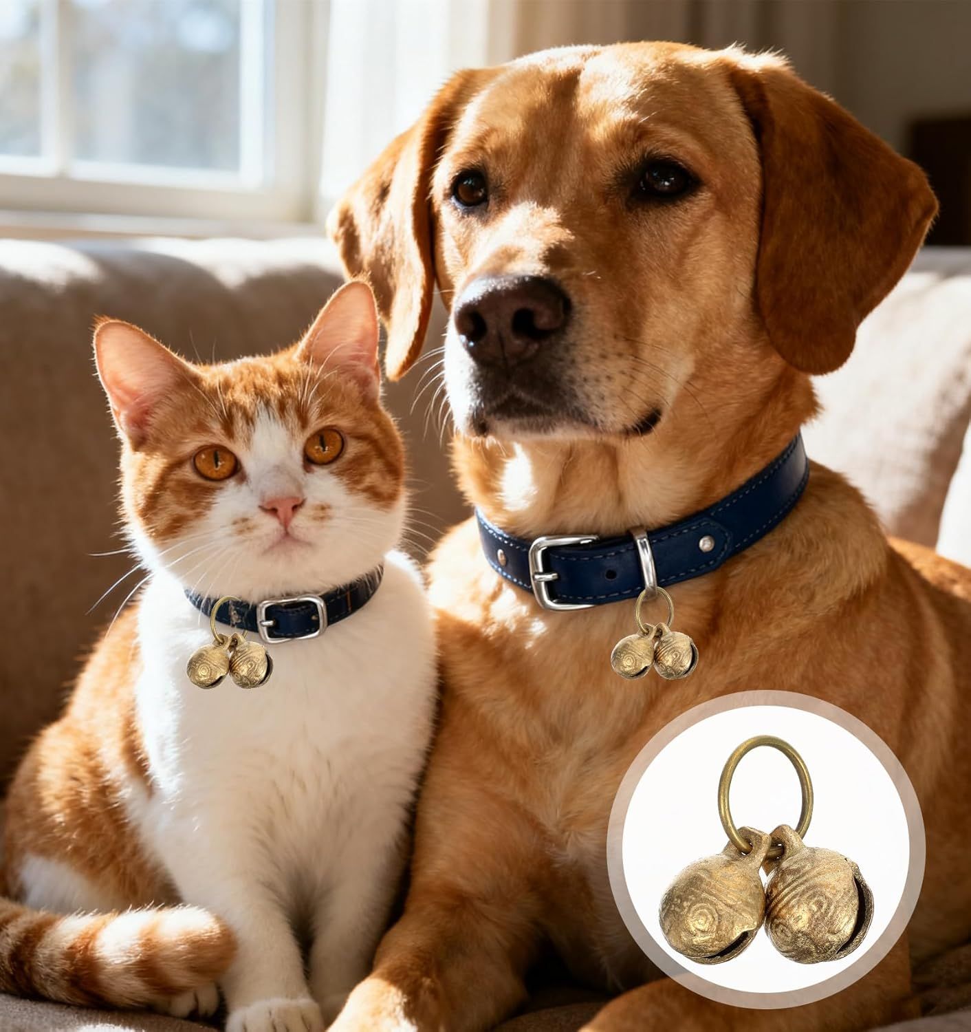 4Pcs Extra Loud Bell for Cat Dog Collar, Extra Loud Jingle Pet Bell for Cat Dog Tracking Bells to Go Outside Tracking Perfect for Safety & Identification, Copper 1.5 Inch