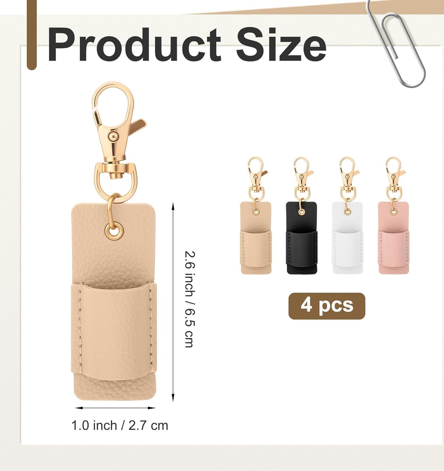 Lanyard Pen Holder, 4 Pcs Anti-lost Leather Badge Pen Holder for Lanyard & Badge Reel (Multi-colored)