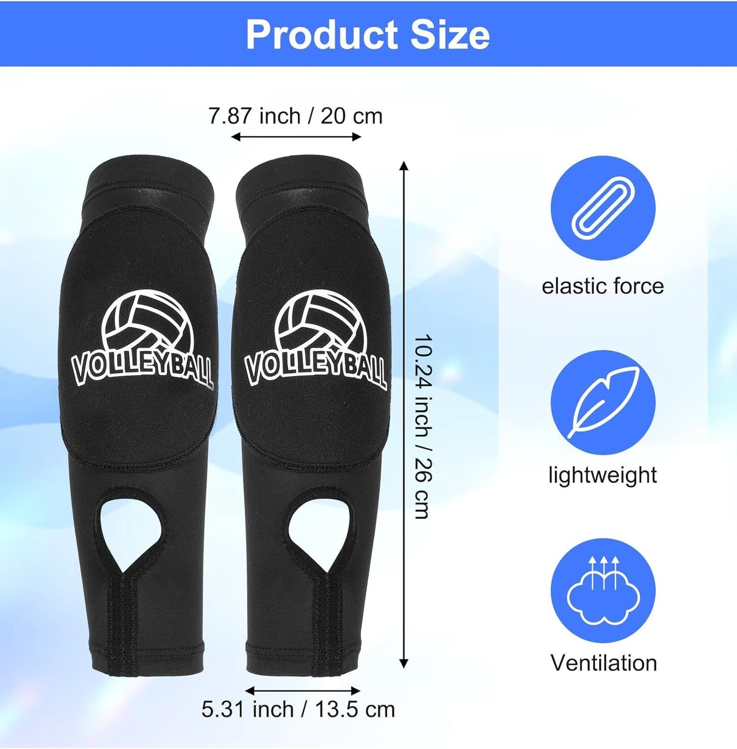 Arm Sleeves for Volleyball, 10.2" Girls Volleyball Arm Sleeves with Soft Foam Arms Pads & Thumb Hole for Kids Youth Girls (Black, 1 Pair)