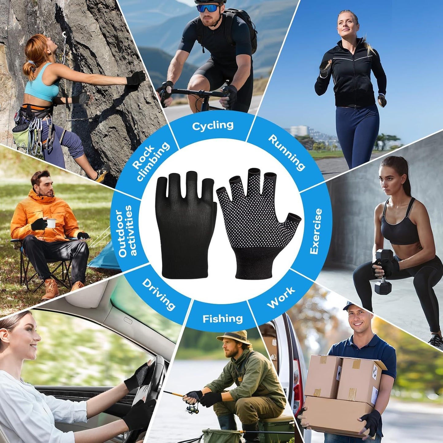 Summer Touchscreen Gloves for Women and Men, Anti-Slip Light Weight Half-Finger Gloves for Hiking, Warm Glove Cycling Driving, Cold Weather, Running, Outdoor Sports, Daily Work