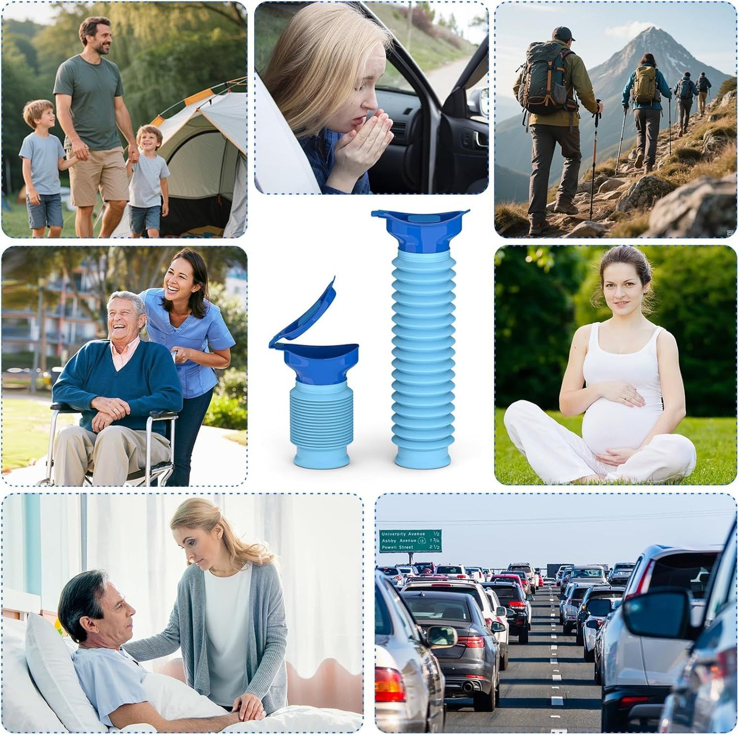 Pee Bottles for Men, Adjustable Emergency Urinal 750ml, Car Pee Bottle for Men and Women, Portable Toilet for Car, Shrinkable Personal Mobile Toilet,Urine Bottle, Travelling, Traffic Jams & Hiking