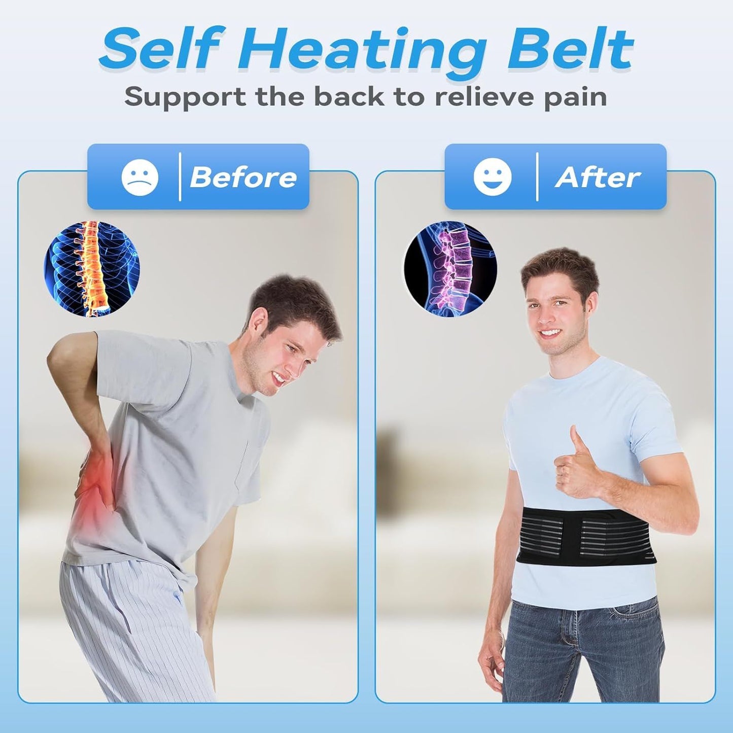 Back Support with Magnet, Tourmaline Magnetic Back Braces for Lower Back Pain Relief, Self Heating & Soothing Waist Band, Lumbar Support Belt for Herniated Disc/Sciatica (Medium)