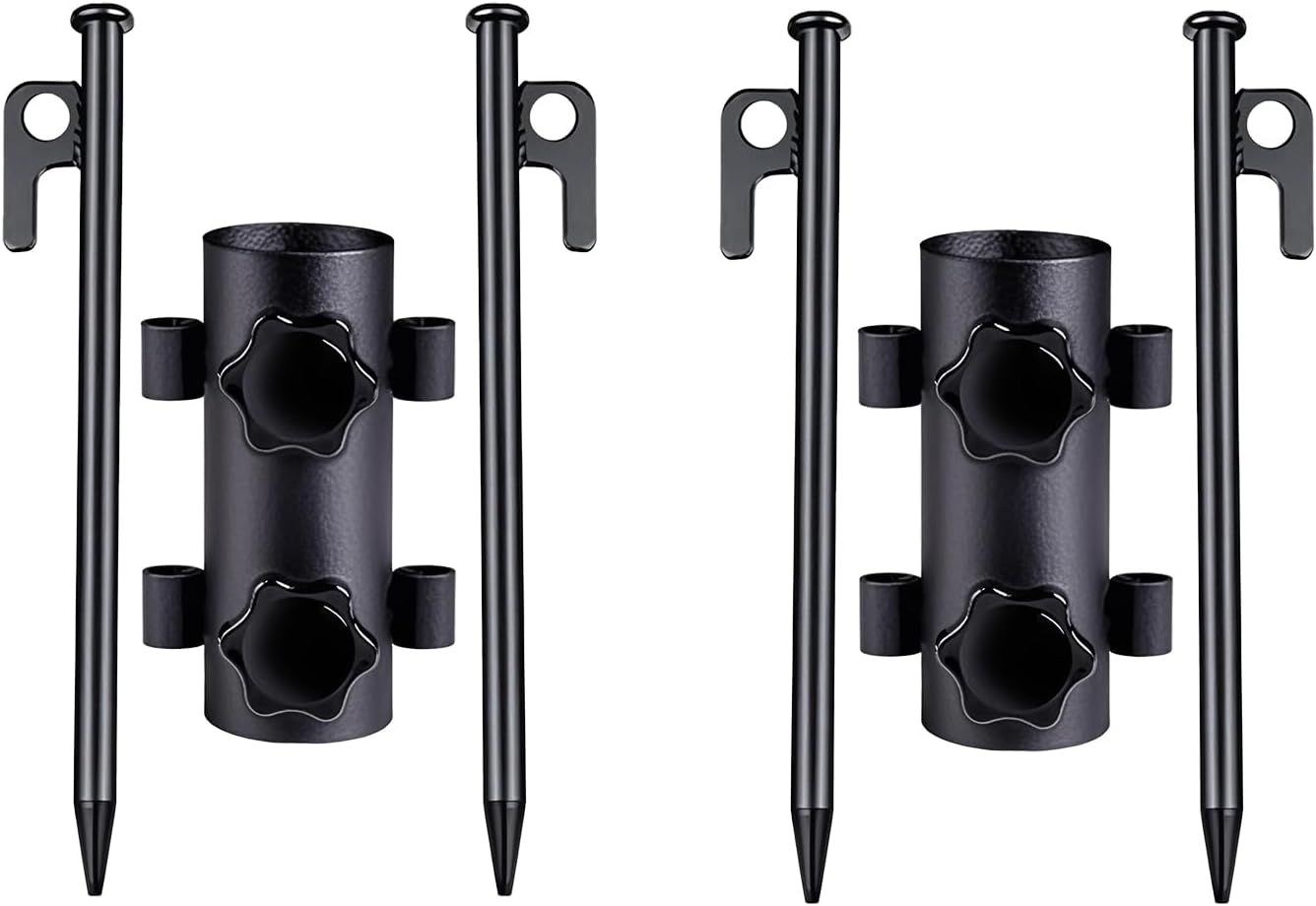 Portable Tent Holder Camping Tent Pole Holder Comes with 4 Ground Nails Tent Fixed Tube Pole Stand for Camping Fishing Hiking