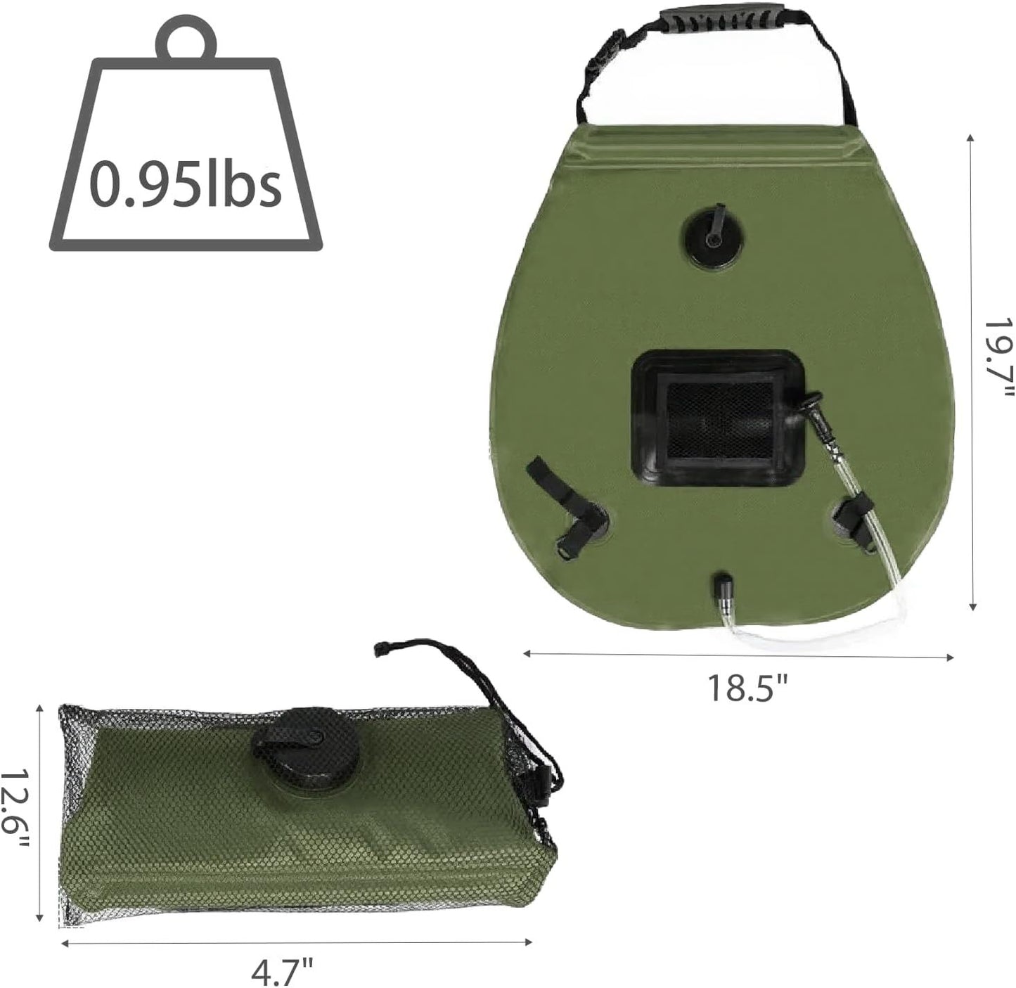Solar Shower Bag 5 Gal/20L Solar Heating Camping Shower Bag with Shower Head Portable Shower for Beach Swimming, Hiking