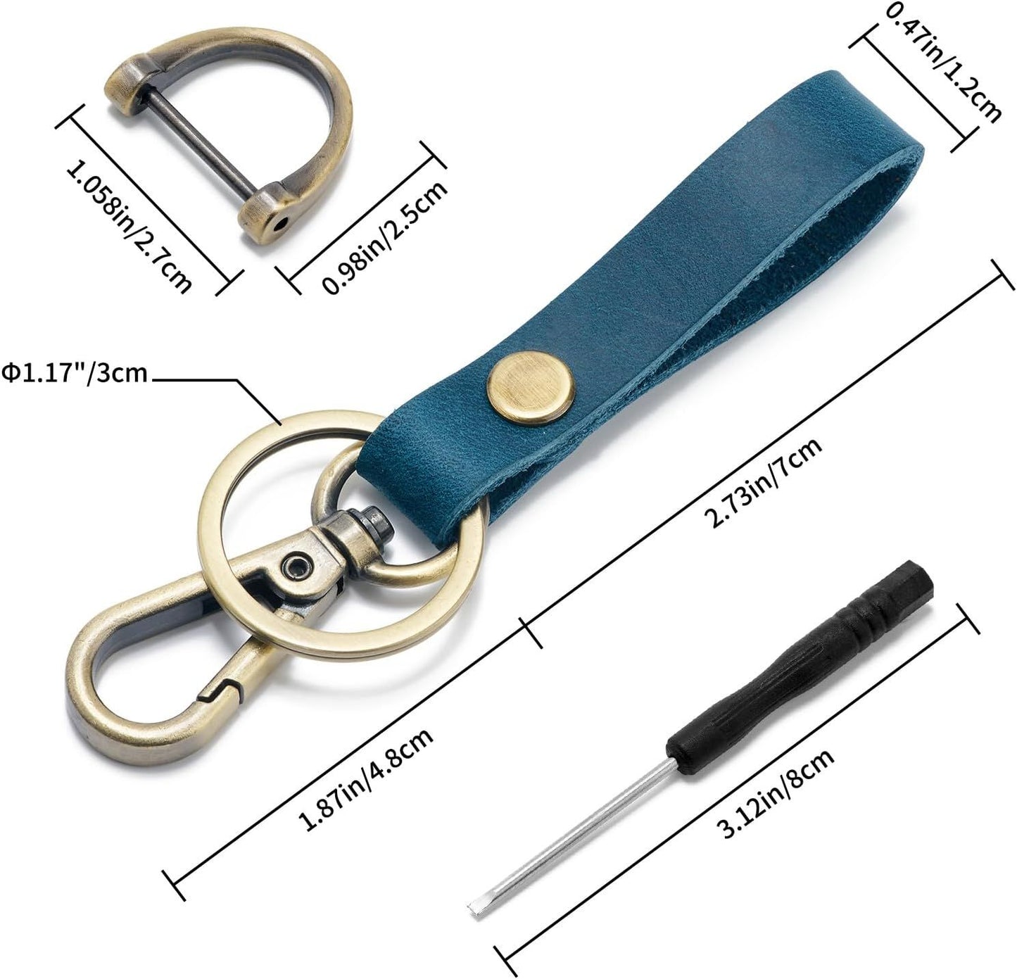 Leather Car Keychain Holder for Men and Women,Universal Keys Fob Key chains Accessories with Carabiner Clip