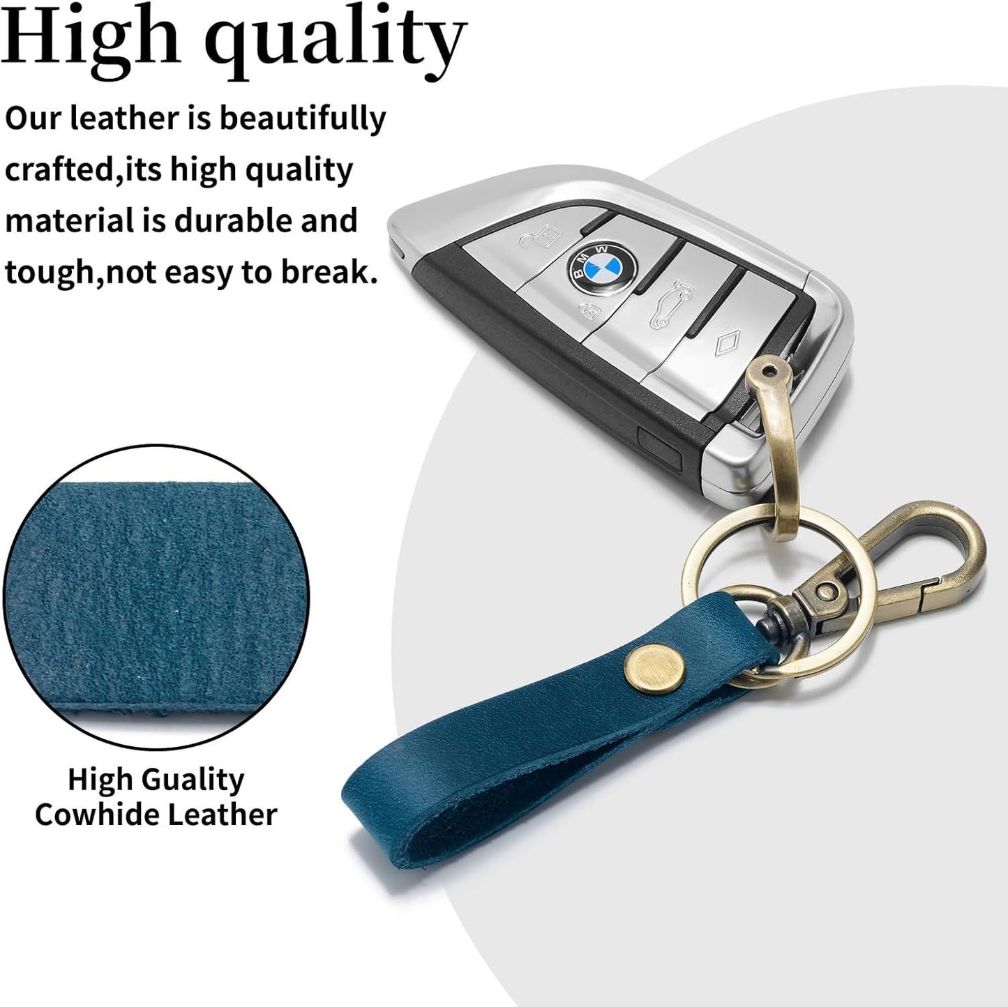 Leather Car Keychain Holder for Men and Women,Universal Keys Fob Key chains Accessories with Carabiner Clip