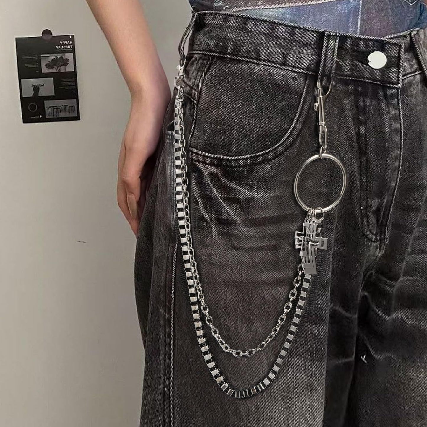 Wallet Chain,Punk Trousers Pants Chains for Men Women,Pocket Chain Heavy Chain Belt Goth Accessories