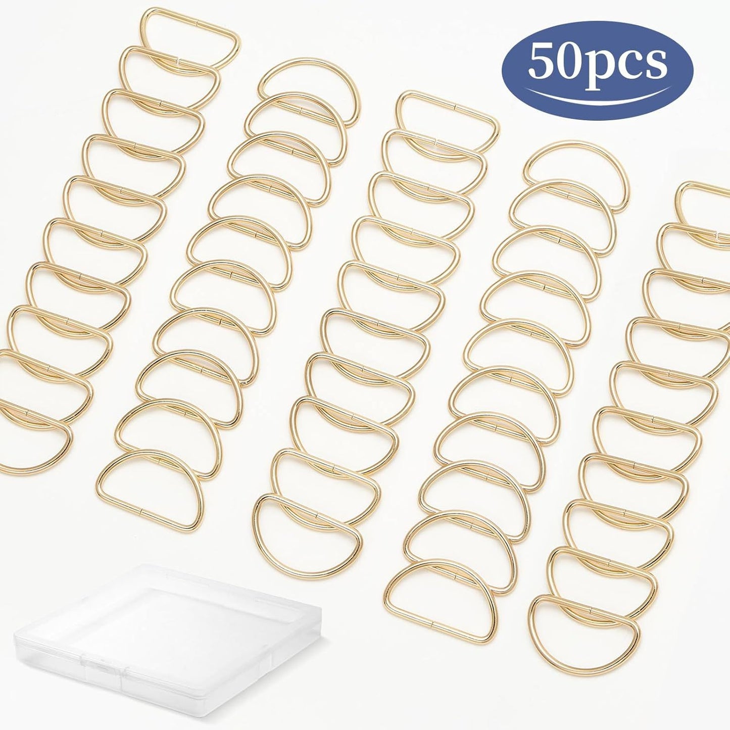 50pcs Metal D Ring Buckle for Purse Hardware Sewing Accessories Crafts Hand DIY