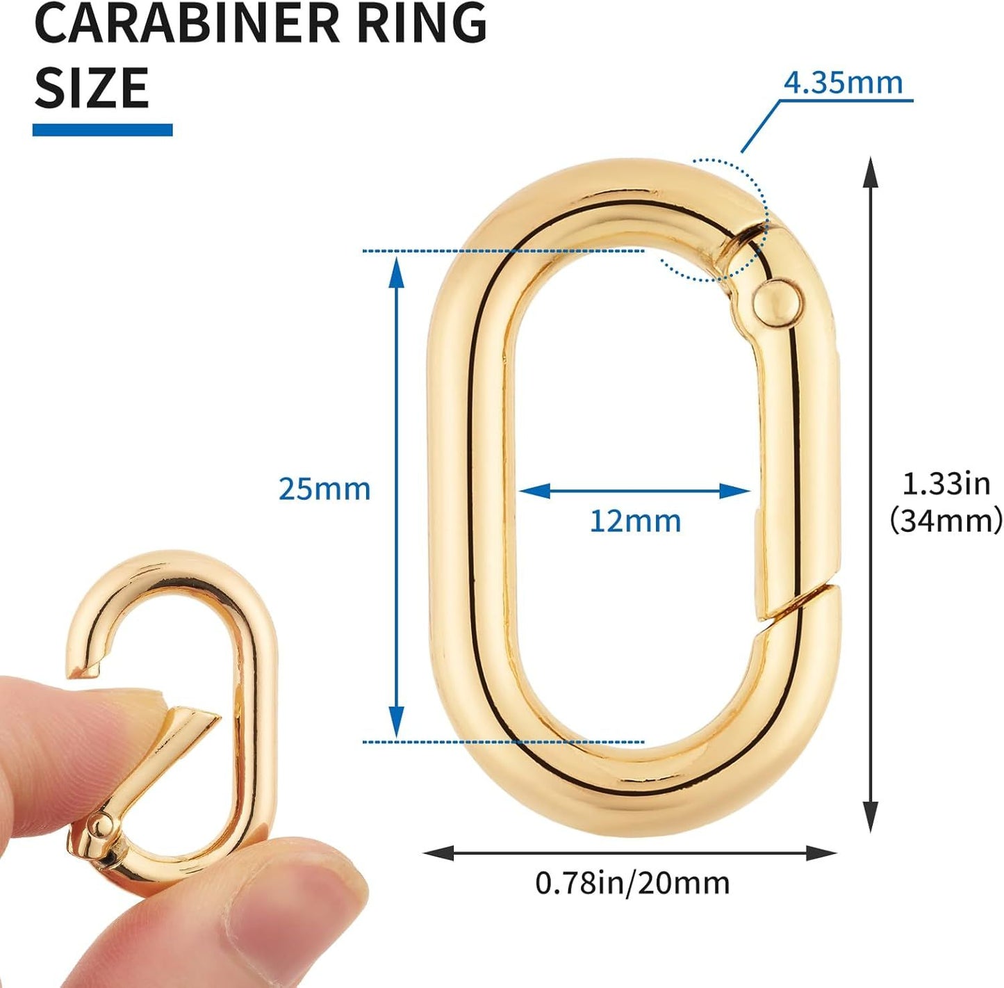 12Pack 1 Inch Small Carabiner Spring Hooks Metal Oval Clip for Purse Keychain Replacement,Climbing Hiking, Wallet,Car Key Rings