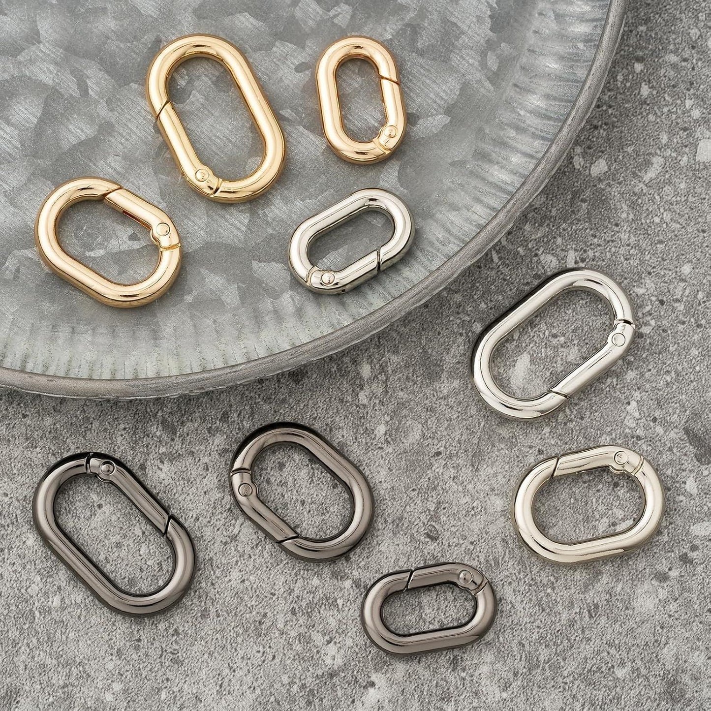 12Pack 1 Inch Small Carabiner Spring Hooks Metal Oval Clip for Purse Keychain Replacement,Climbing Hiking, Wallet,Car Key Rings