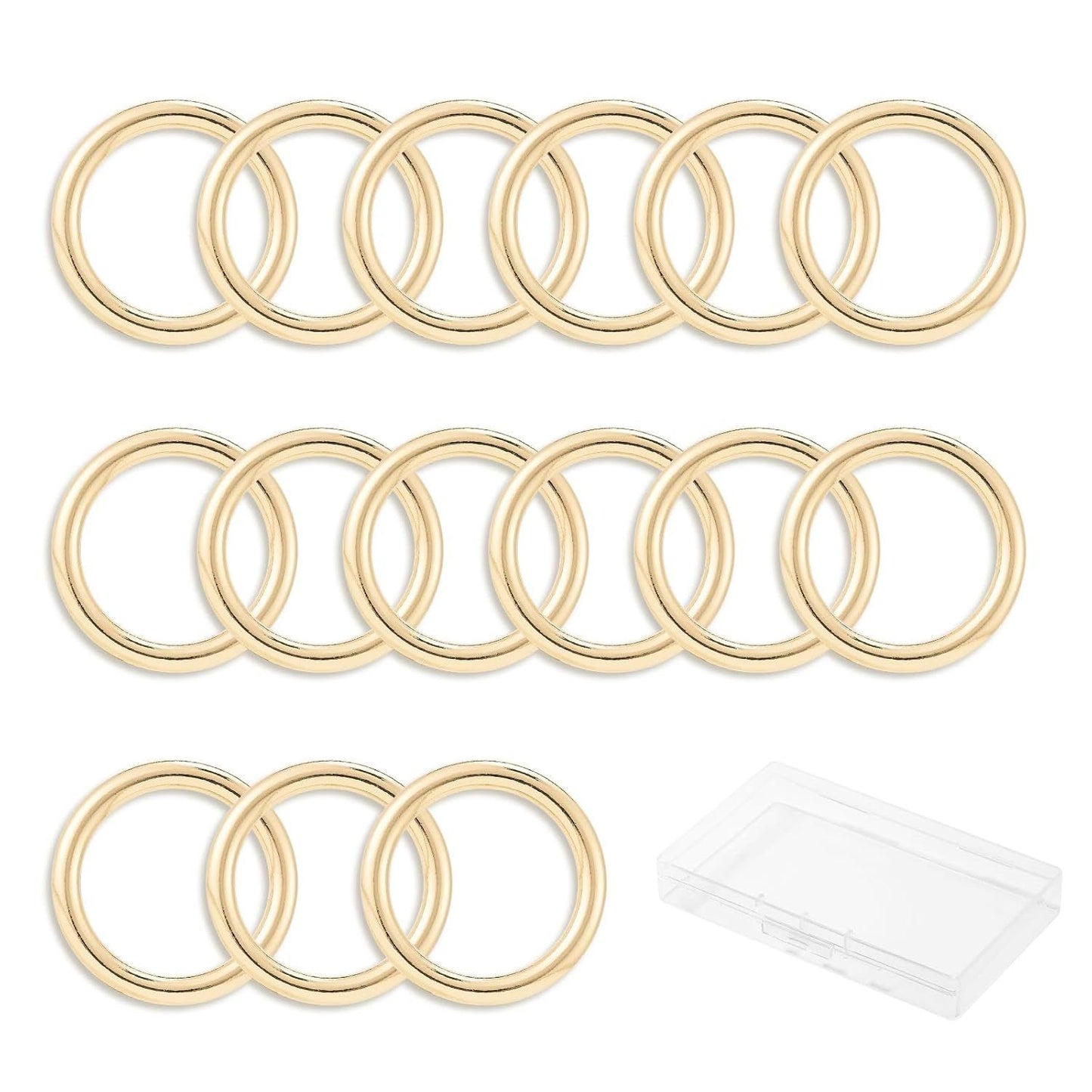 15pcs Metal Seamless Welded O Rings,Multi-Purpose O-Ring Hardware for Crafts Macrame Rings,Gold,1 inch