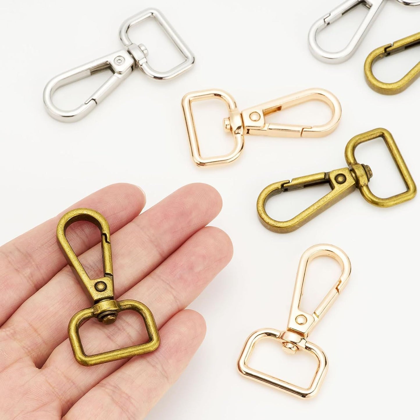 9 Pcs D Ring Swivel Lobster Claw Clasp Push Gate Snap Hooks Trigger Clips for DIY Crafts Keychain Purse Handbag Making,3/4 Inch Glod