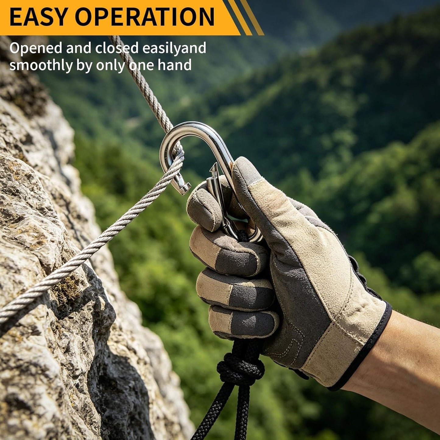 4Pcs Stainless Steel Spring Snap Hook Carabiner 304 Stainless Steel Heavy Duty Clips for Backpack Hiking Camping