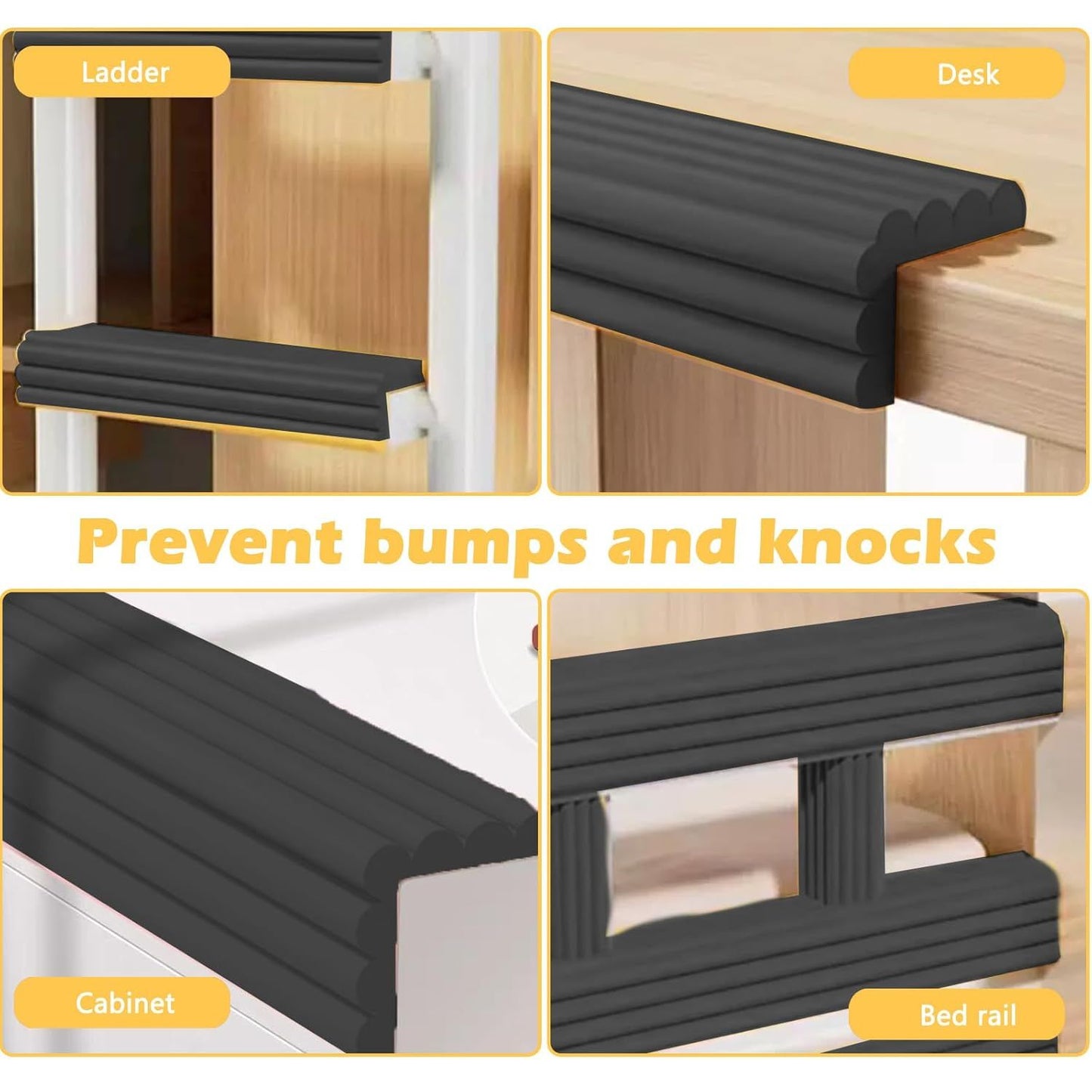 Soft Bunk Bed Ladder Pads with Cutter – Foam Step Padding & Ladder Cover for Kids’ Loft Beds, Dorm Ladders, Stairs & Edges, Easy-Cut Protective Pads for Comfortable Climbing and Home Safety (Black)